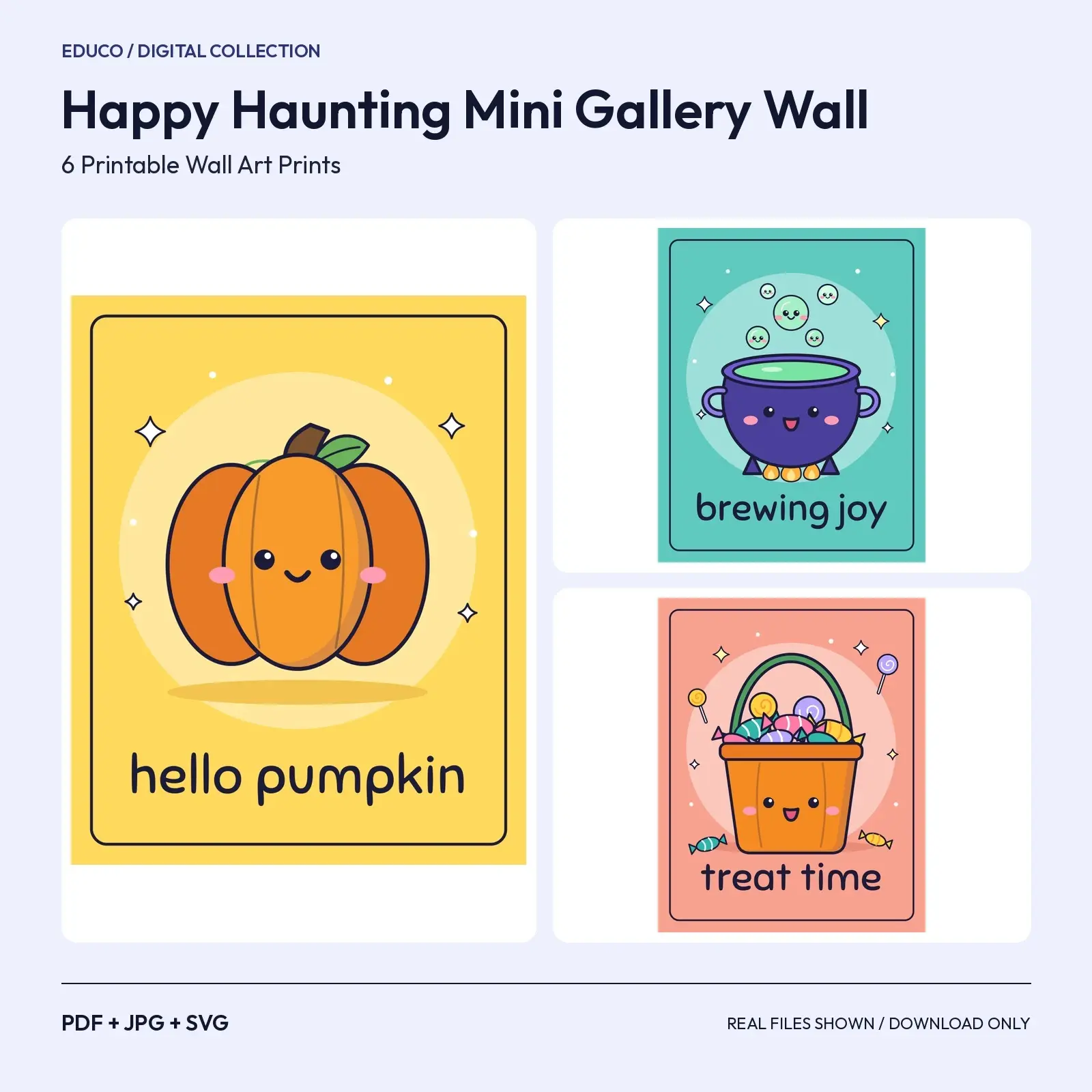 Happy Haunting Mini Gallery Wall – 6 Cute Halloween Printable Prints preview