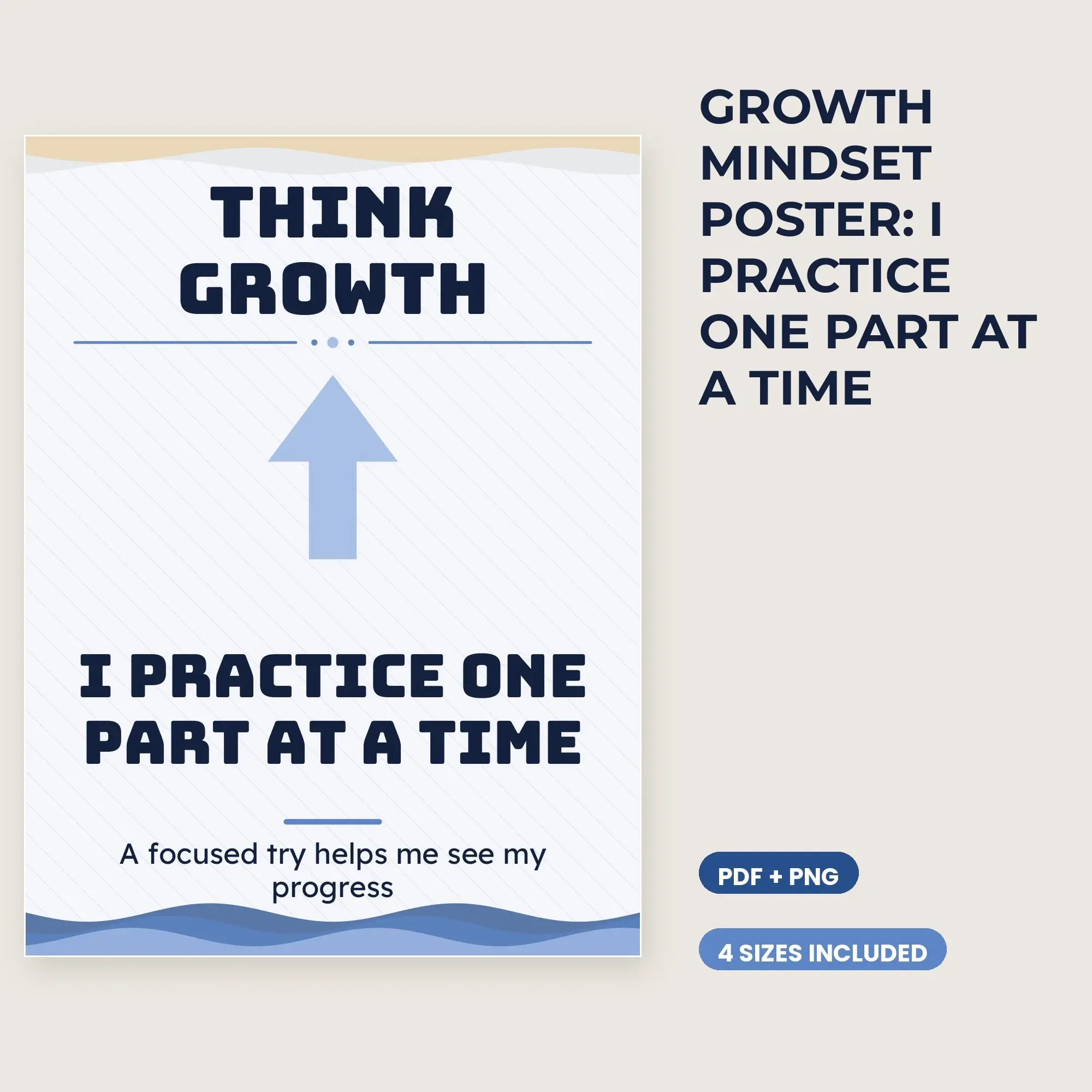 Growth Mindset Poster: I Practice One Part at a Time - Denim Day preview