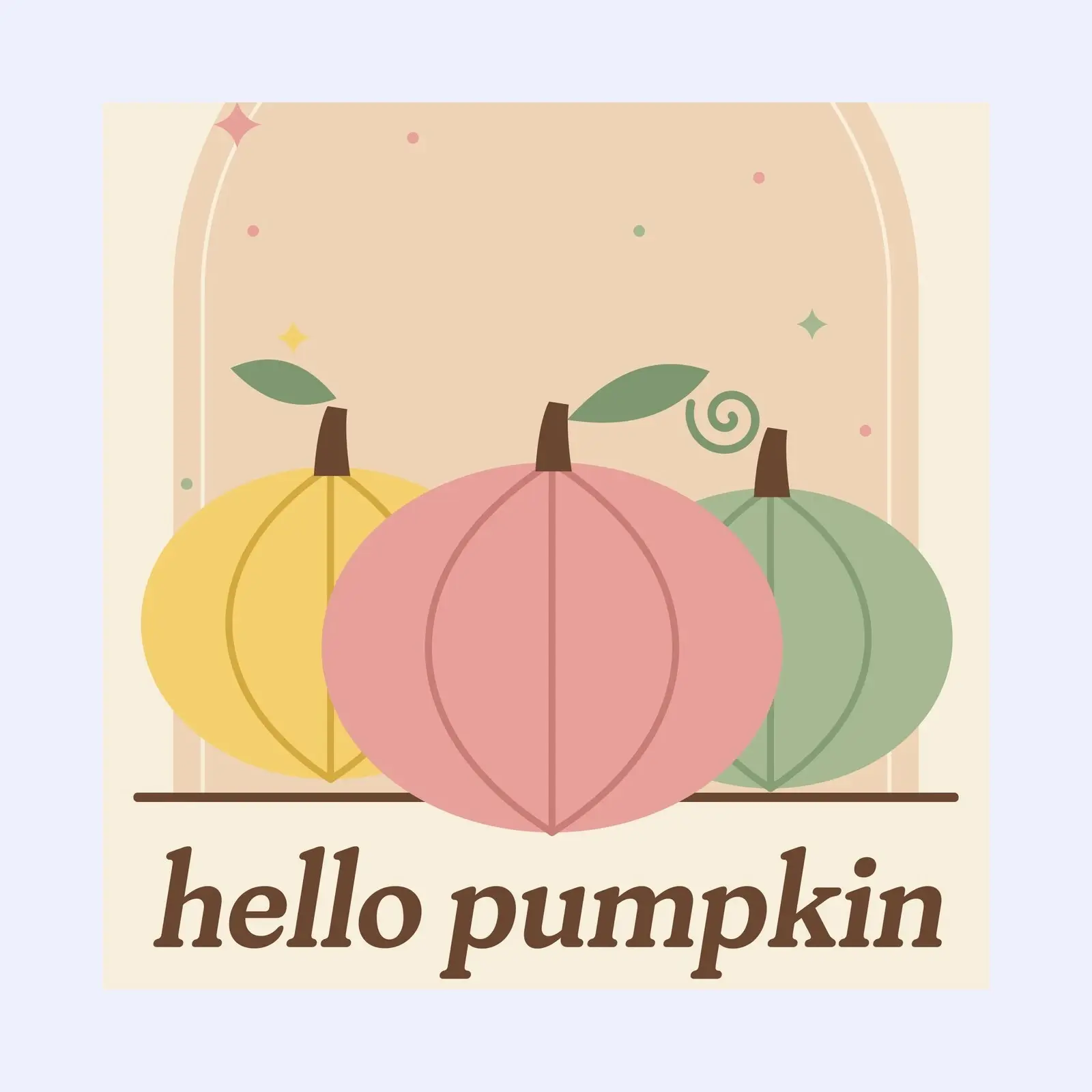 Hello Pumpkin Pastel Print – Single Mid-Century Printable Wall Art, preview 2 of 3