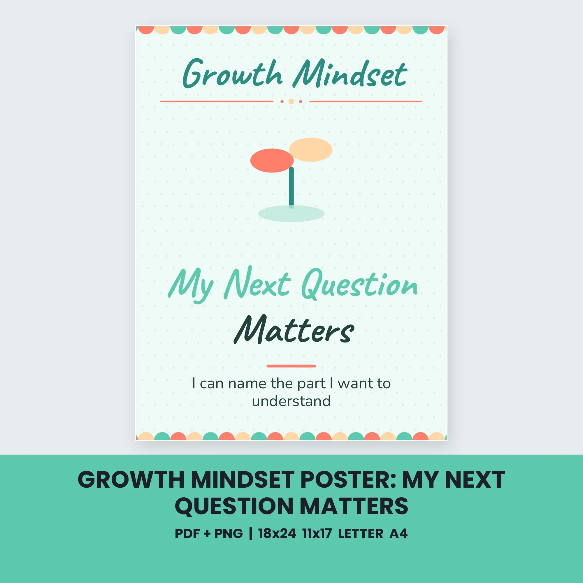 Growth Mindset Poster: My Next Question Matters - Seafoam Coral preview