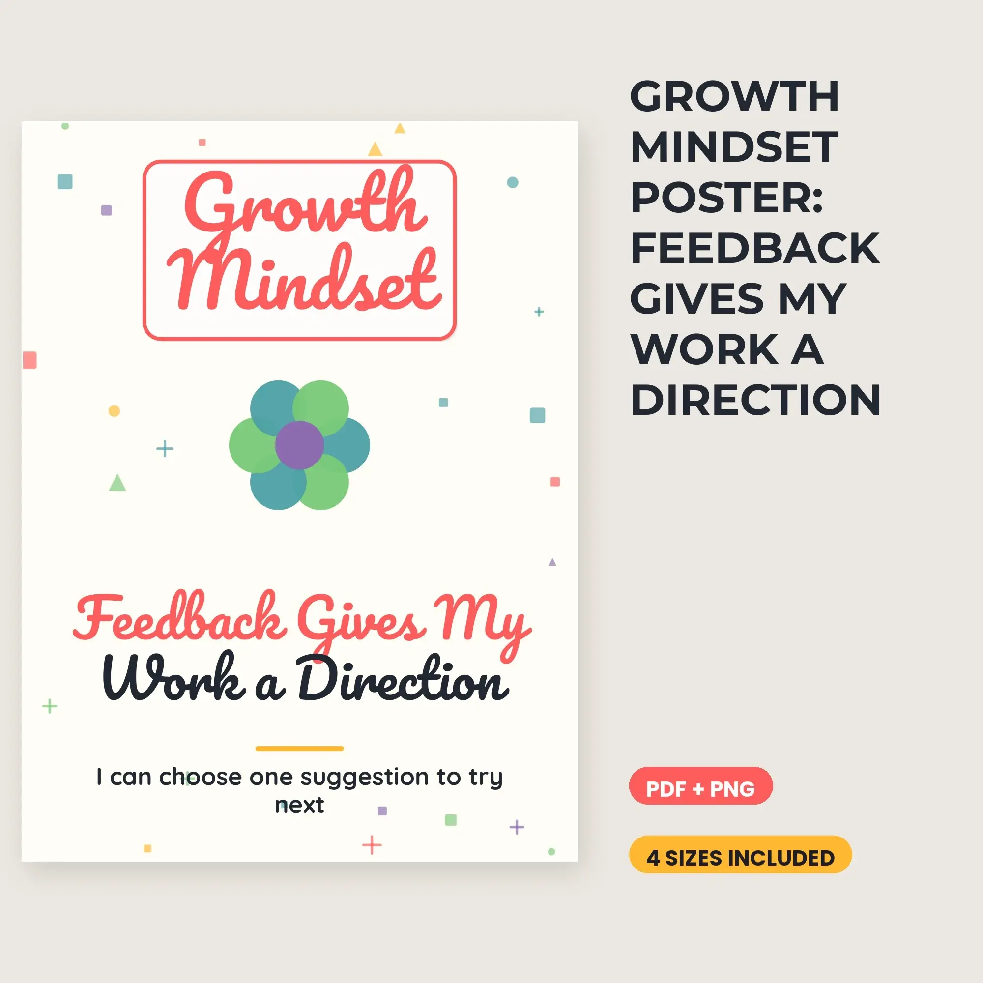 Growth Mindset Poster: Feedback Gives My Work a Direction - Chalk and Crayon preview