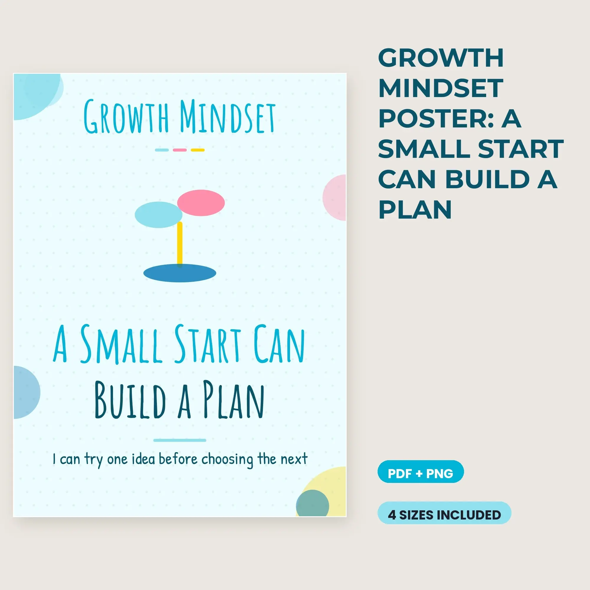 Growth Mindset Poster: A Small Start Can Build a Plan - Pool Party preview