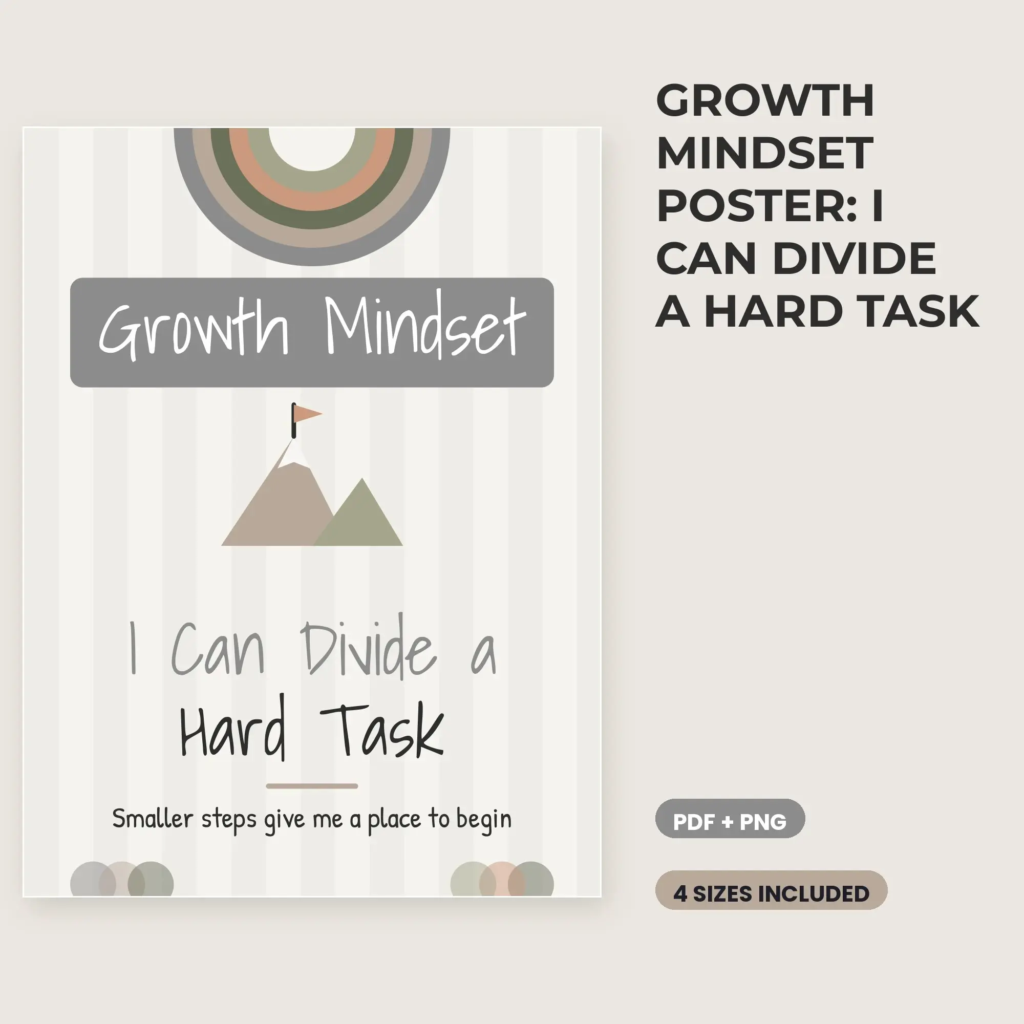 Growth Mindset Poster: I Can Divide a Hard Task - Neutral Minimal preview