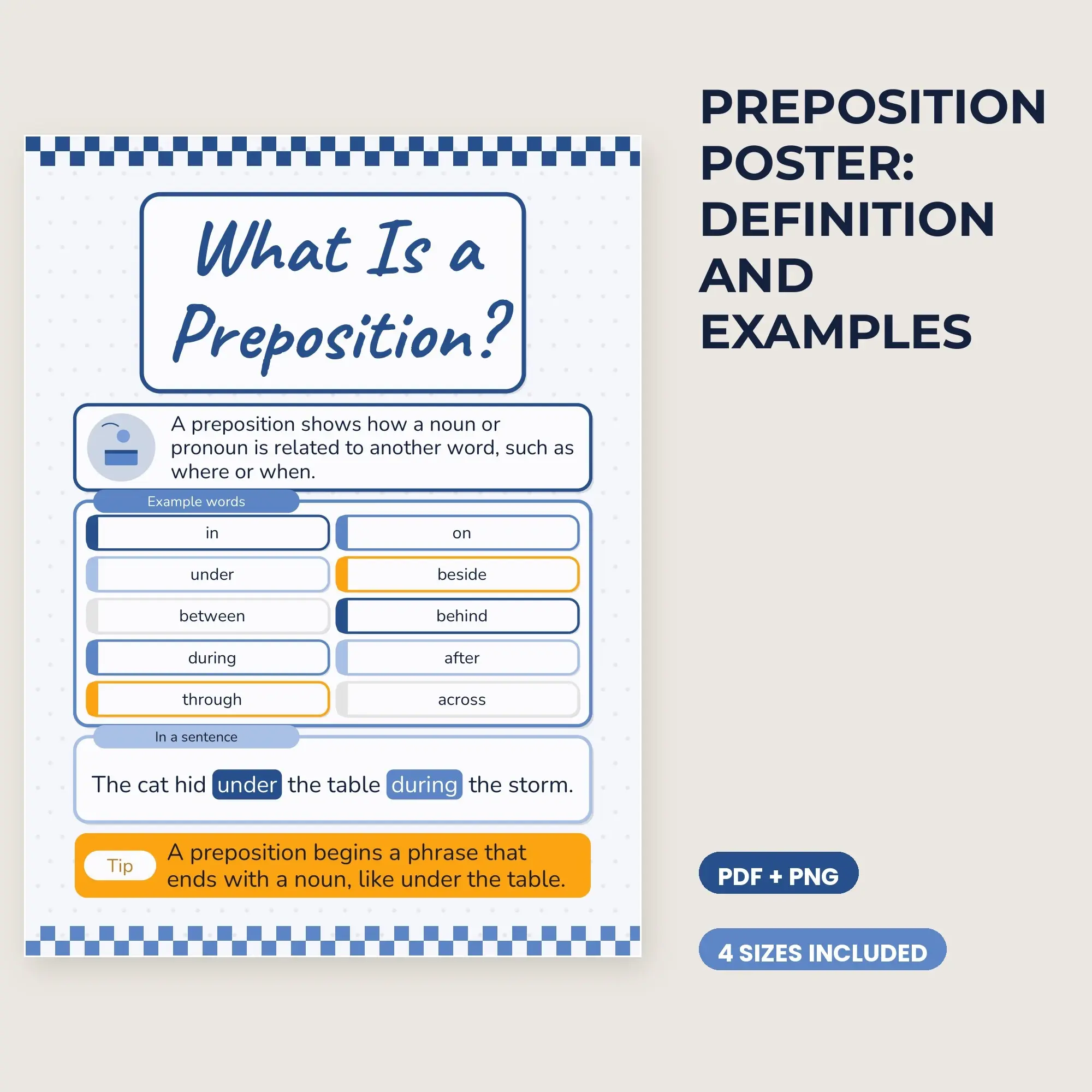 Preposition Poster: Definition and Examples - Denim Day preview