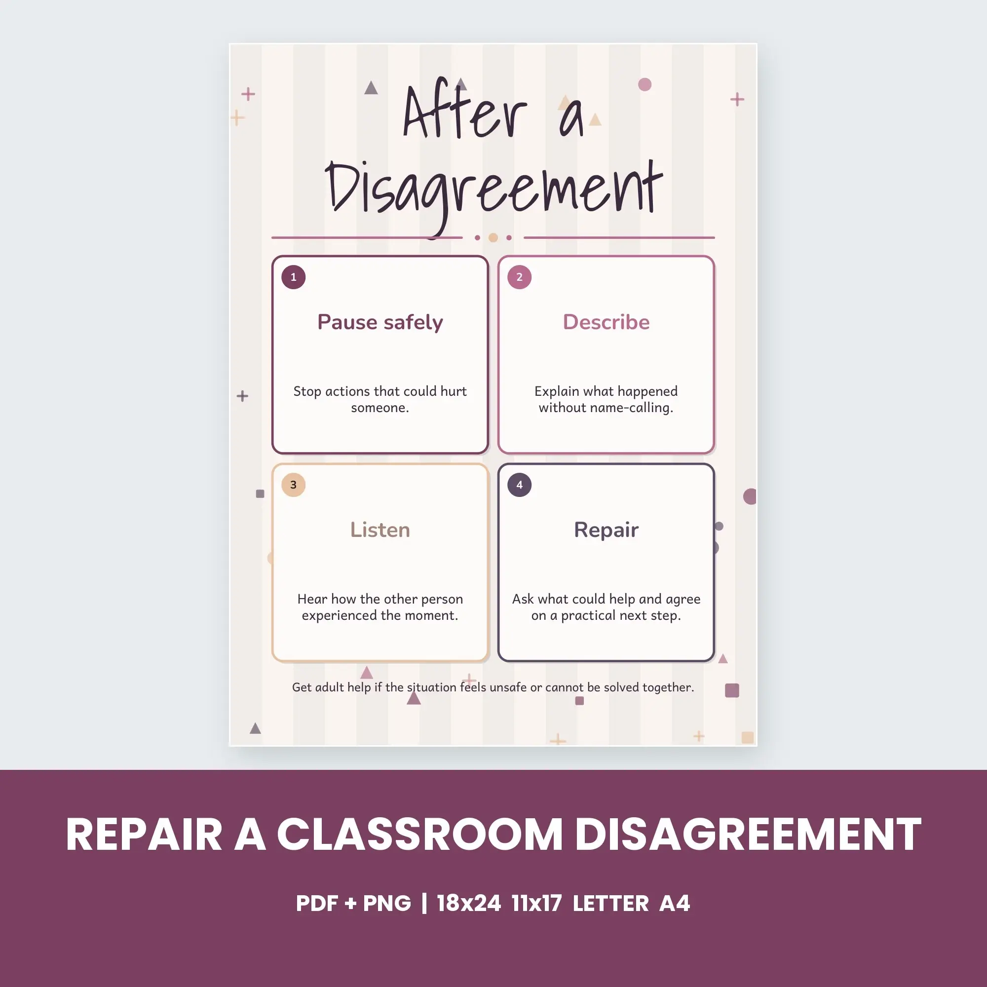 Repair a Classroom Disagreement - Plum and Cream preview