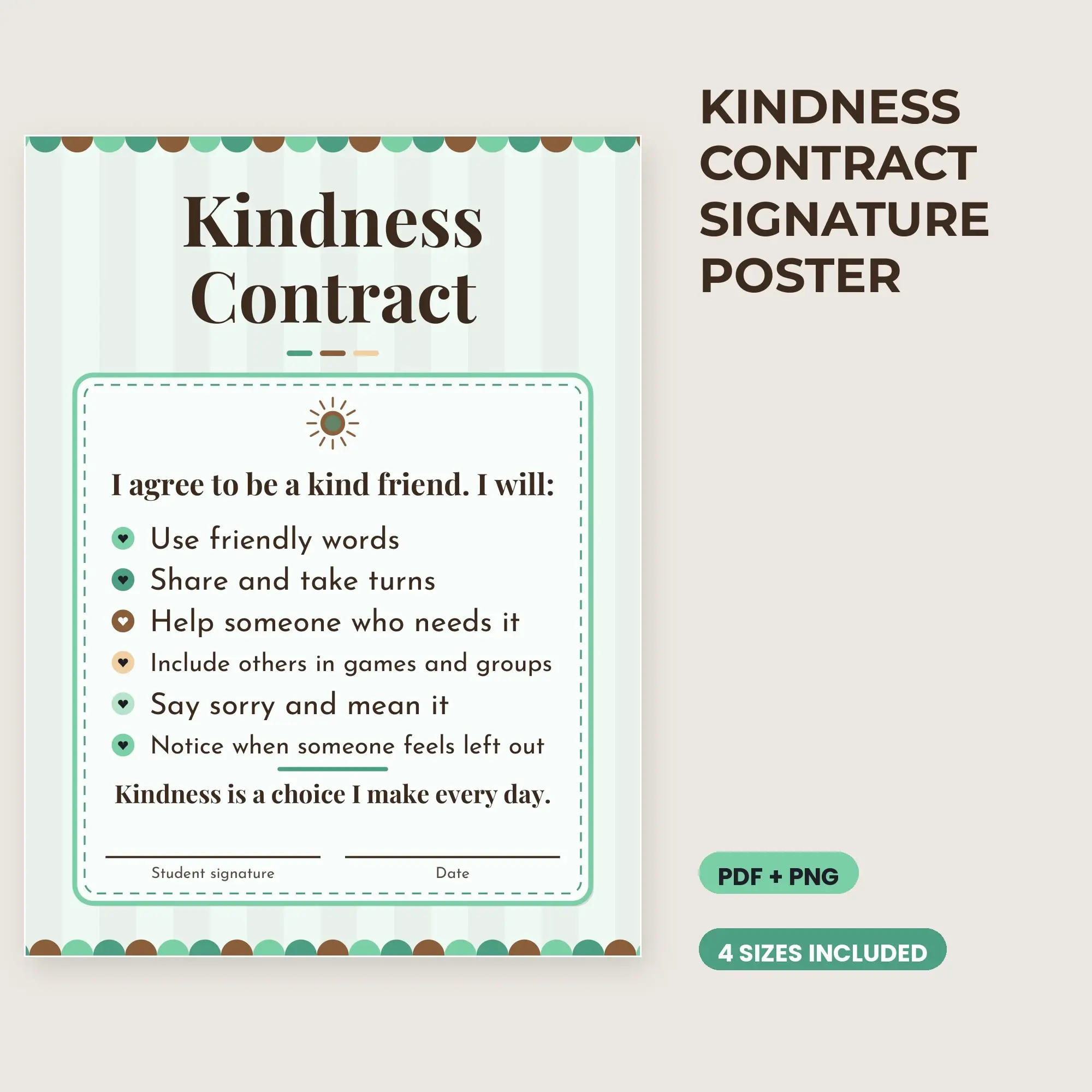 Kindness Contract Signature Poster - Mint Chocolate preview