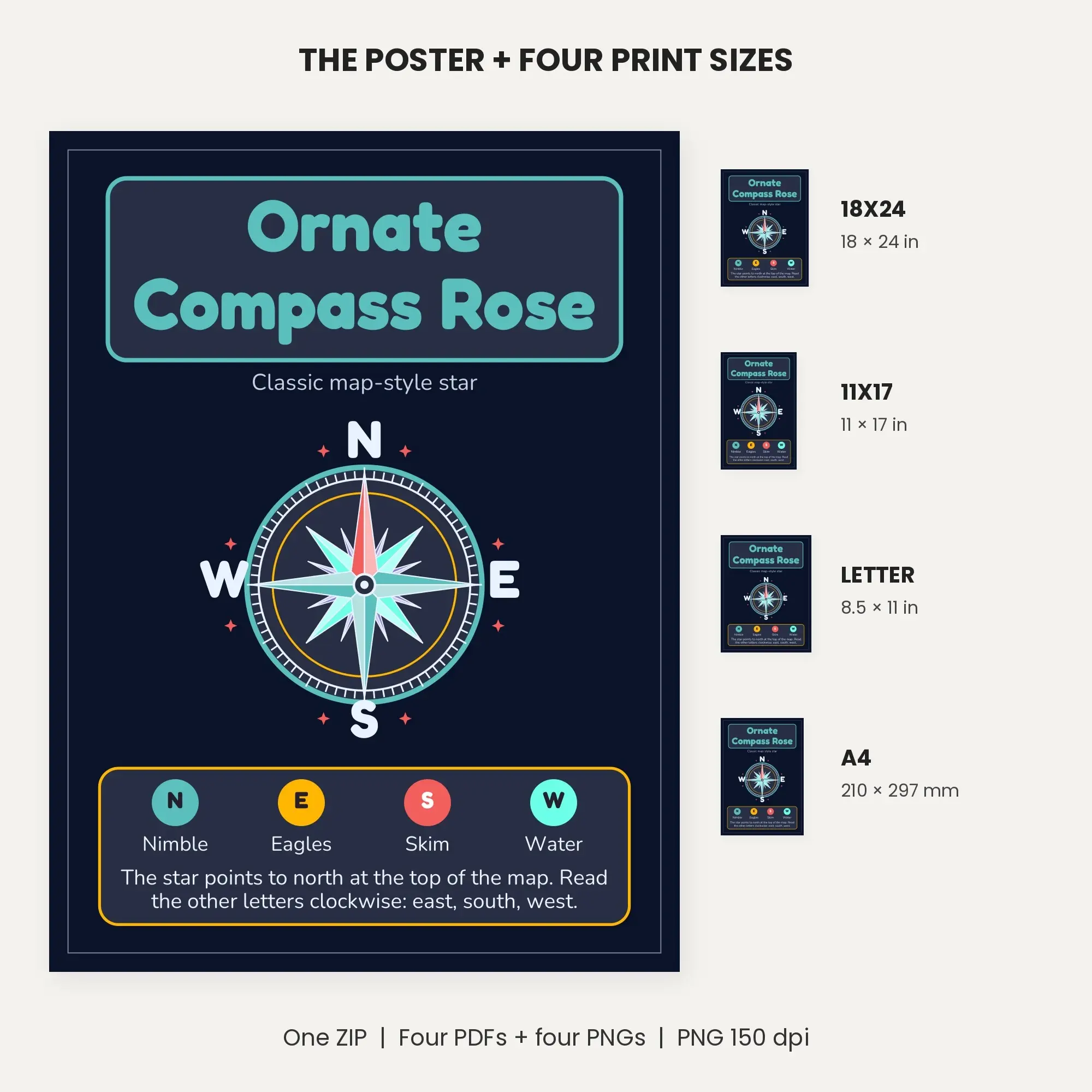 Ornate Compass Rose with Memory Trick - Deep Space, preview 2 of 2