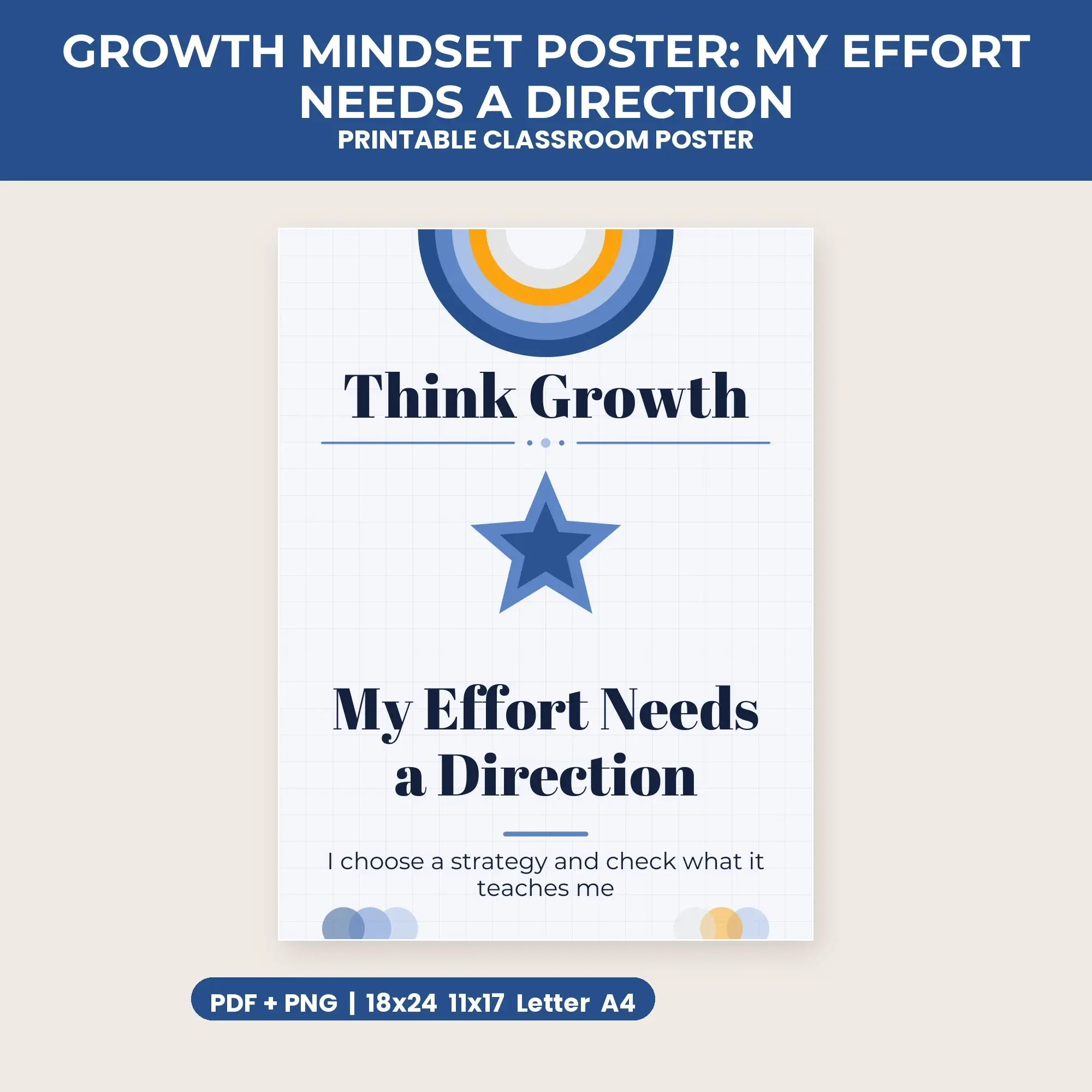 Growth Mindset Poster: My Effort Needs a Direction - Denim Day preview