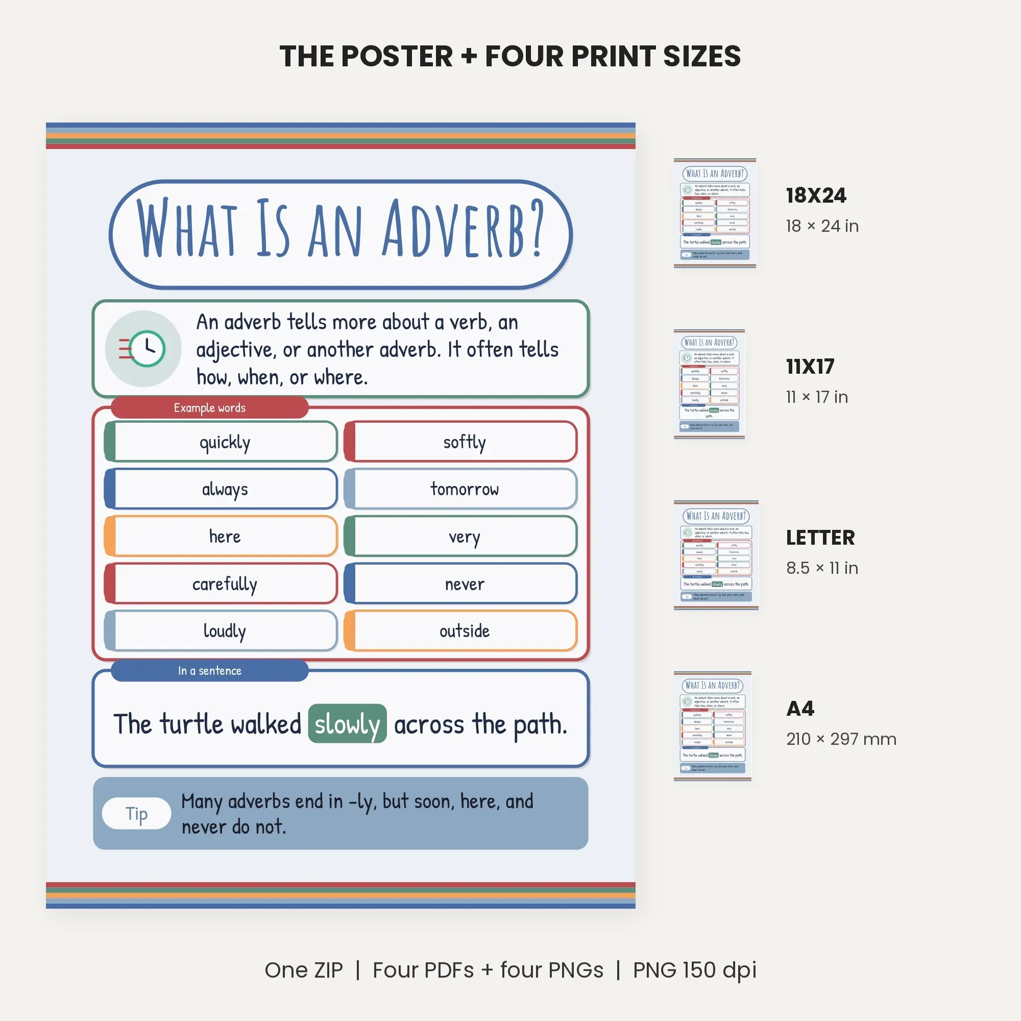Adverb Poster: Definition and Examples - Cool Slate, preview 2 of 2