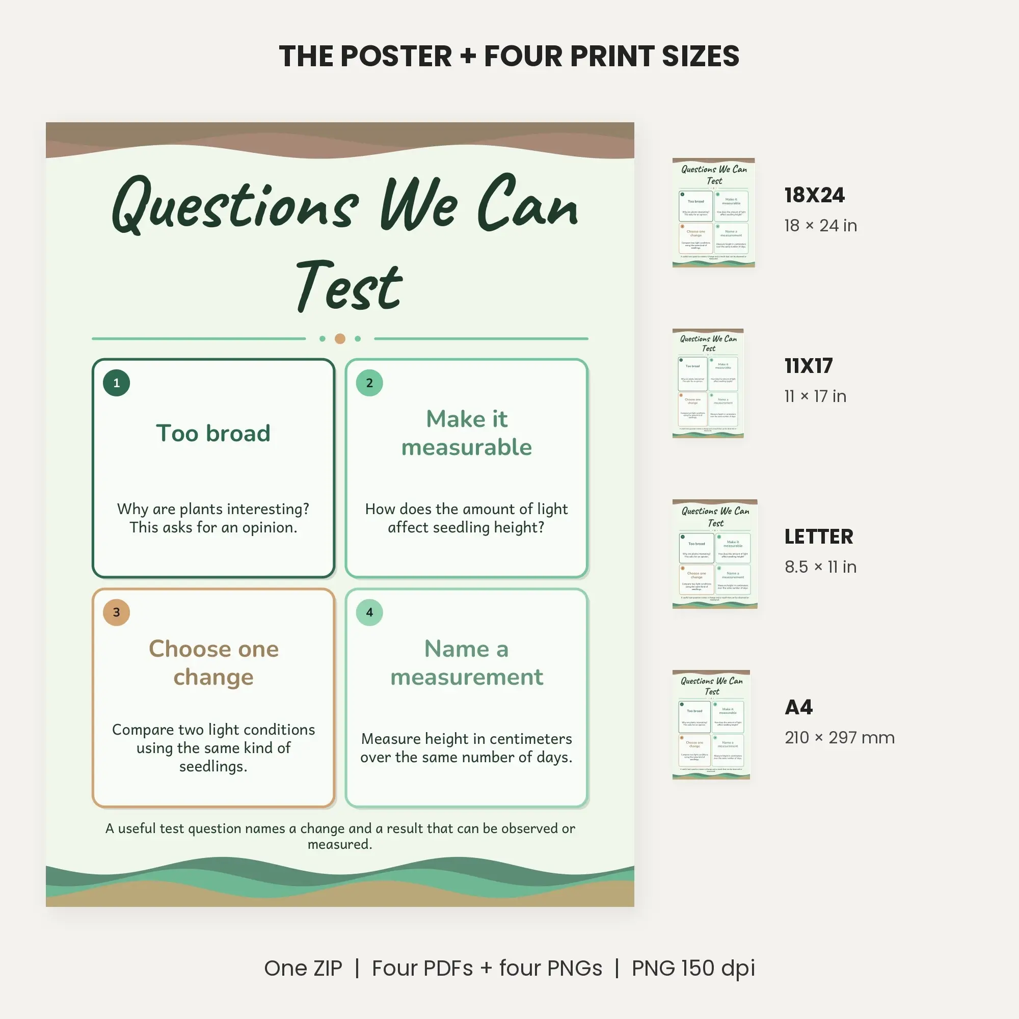 Testable Questions with Plant Examples - Forest Green, preview 2 of 2