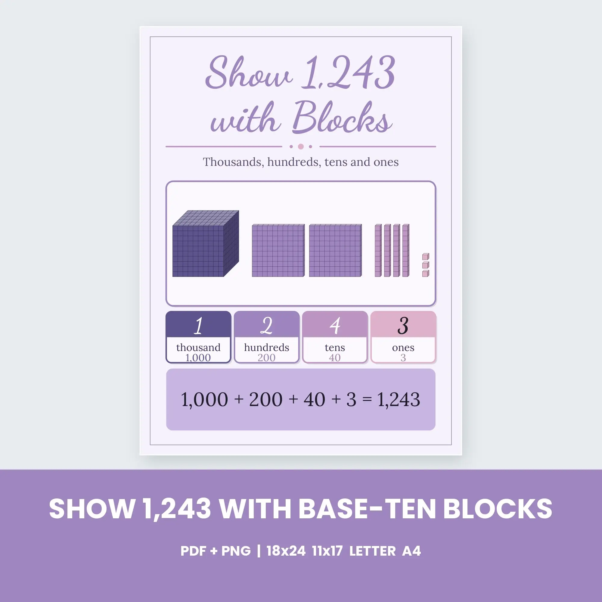 Show 1,243 with Base-Ten Blocks - Lavender Fields preview