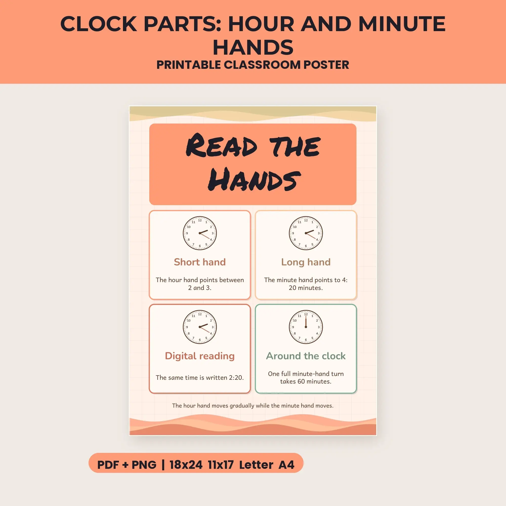 Clock Parts: Hour and Minute Hands - Peachy Keen preview