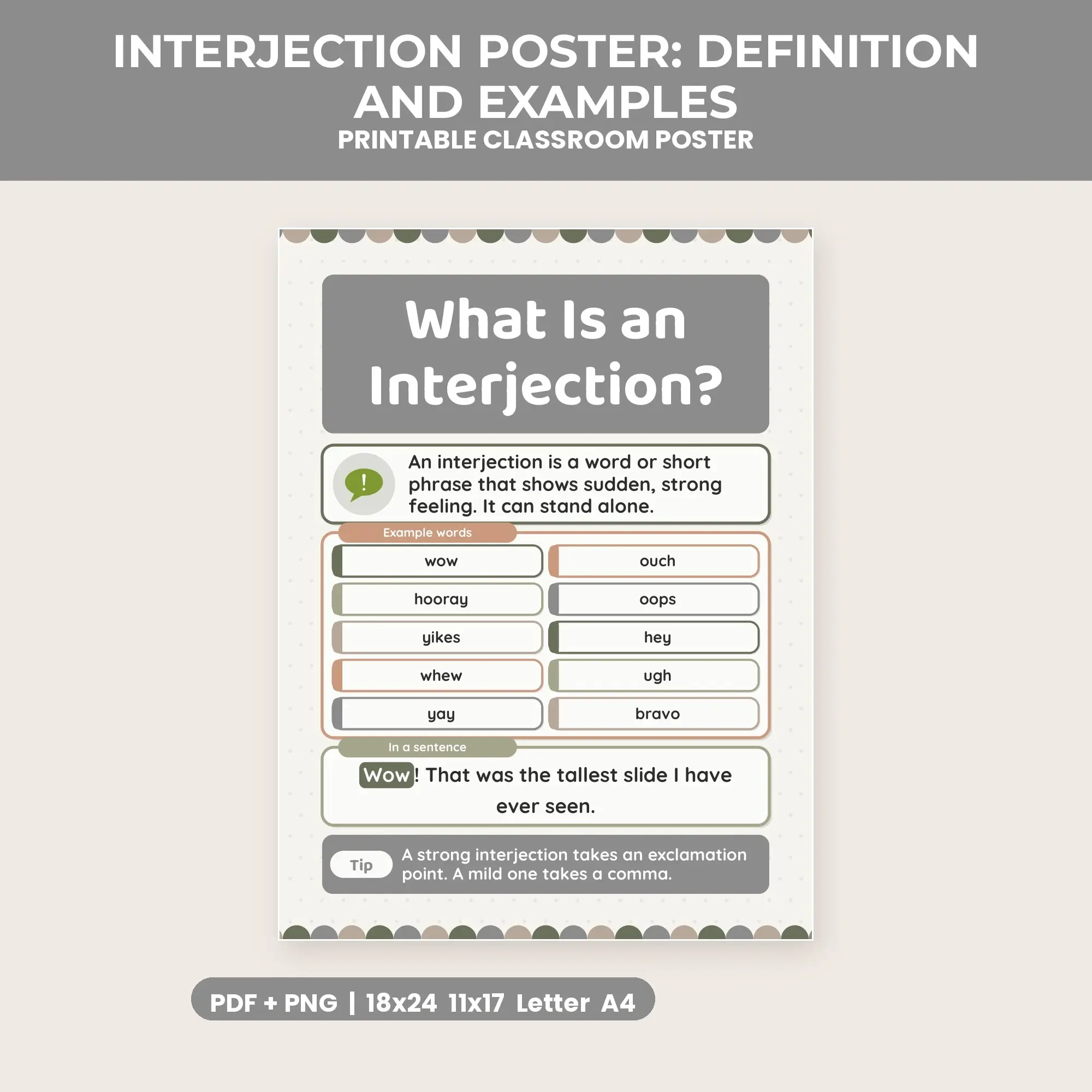 Interjection Poster: Definition and Examples - Neutral Minimal preview