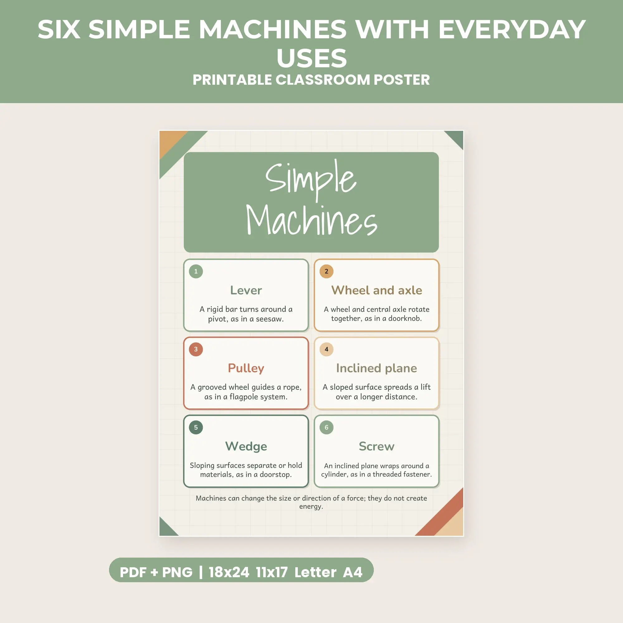 Six Simple Machines with Everyday Uses - Sage Boho preview
