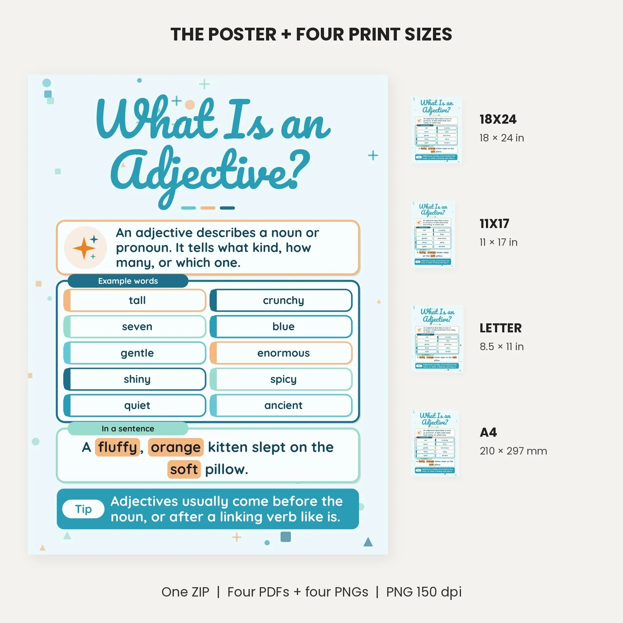 Adjective Poster: Definition and Examples - Ocean Breeze, preview 2 of 2