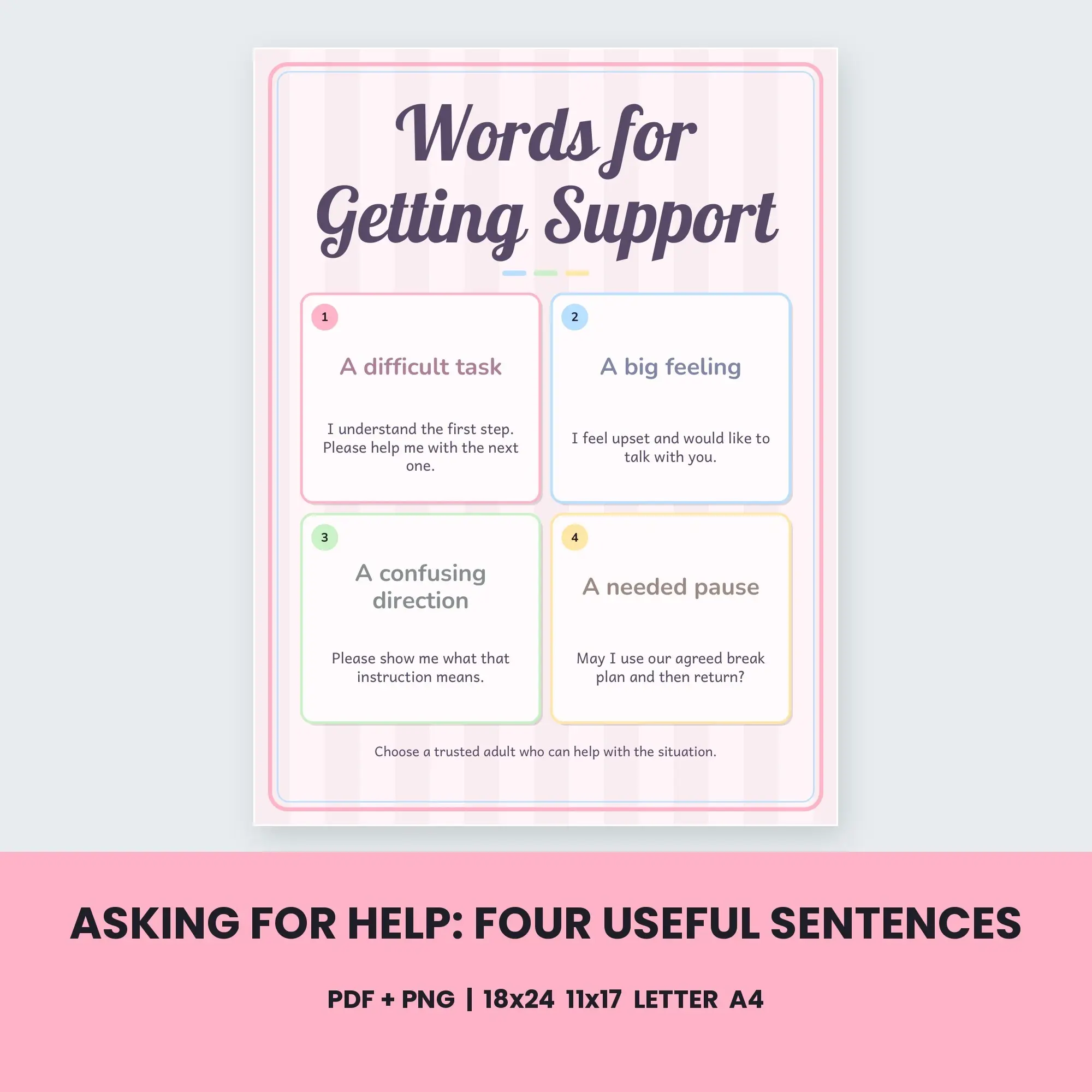 Asking for Help: Four Useful Sentences - Pastel Candy preview