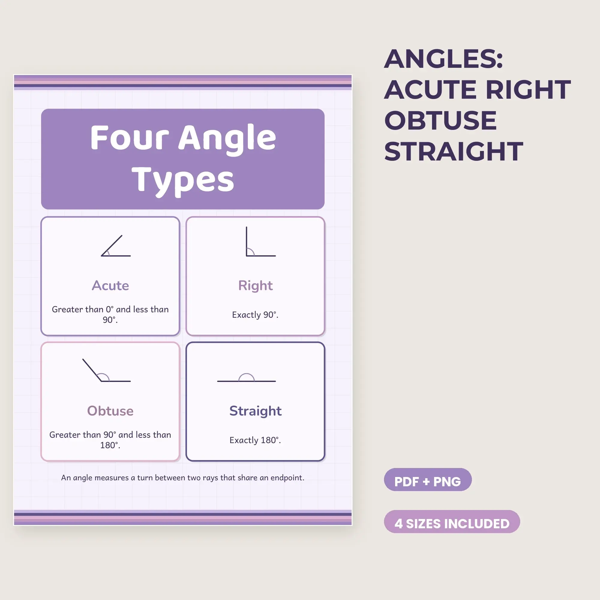 Angles: Acute Right Obtuse Straight - Lavender Fields preview