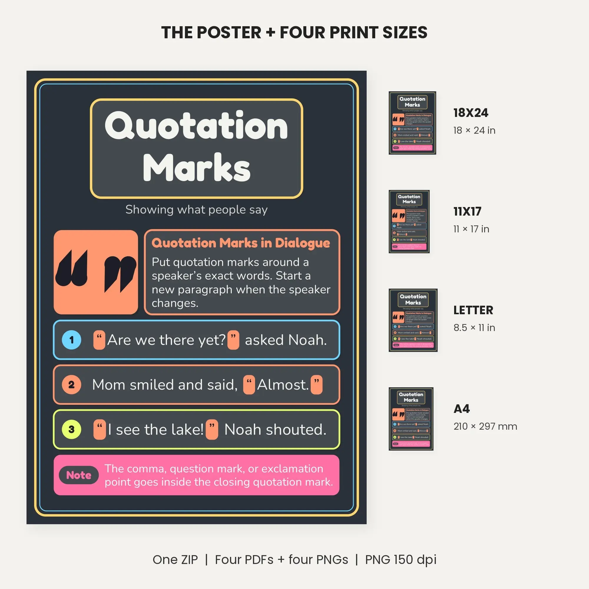 Quotation Marks in Dialogue Poster - Chalkboard Slate, preview 2 of 2