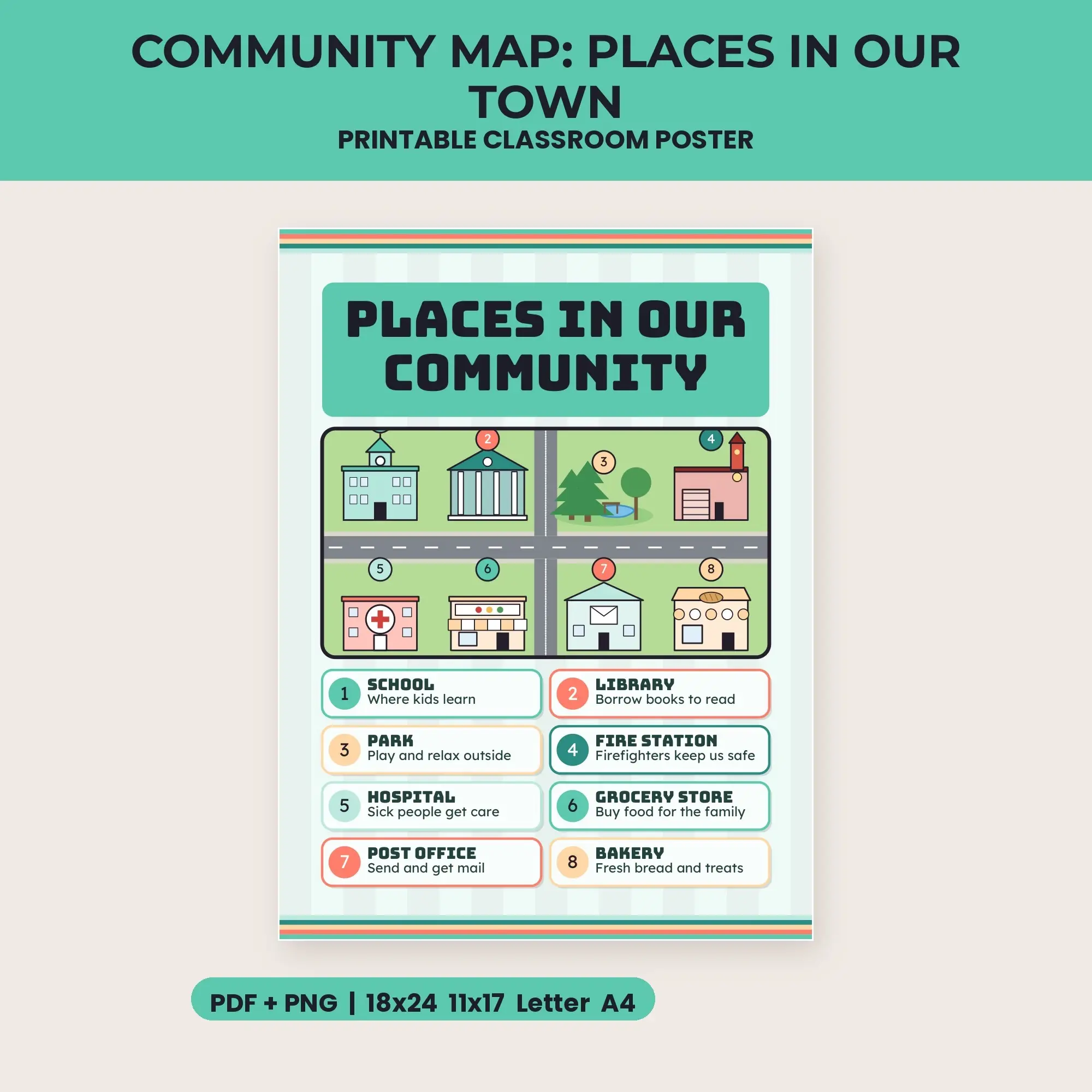 Community Map: Places in Our Town - Seafoam Coral preview