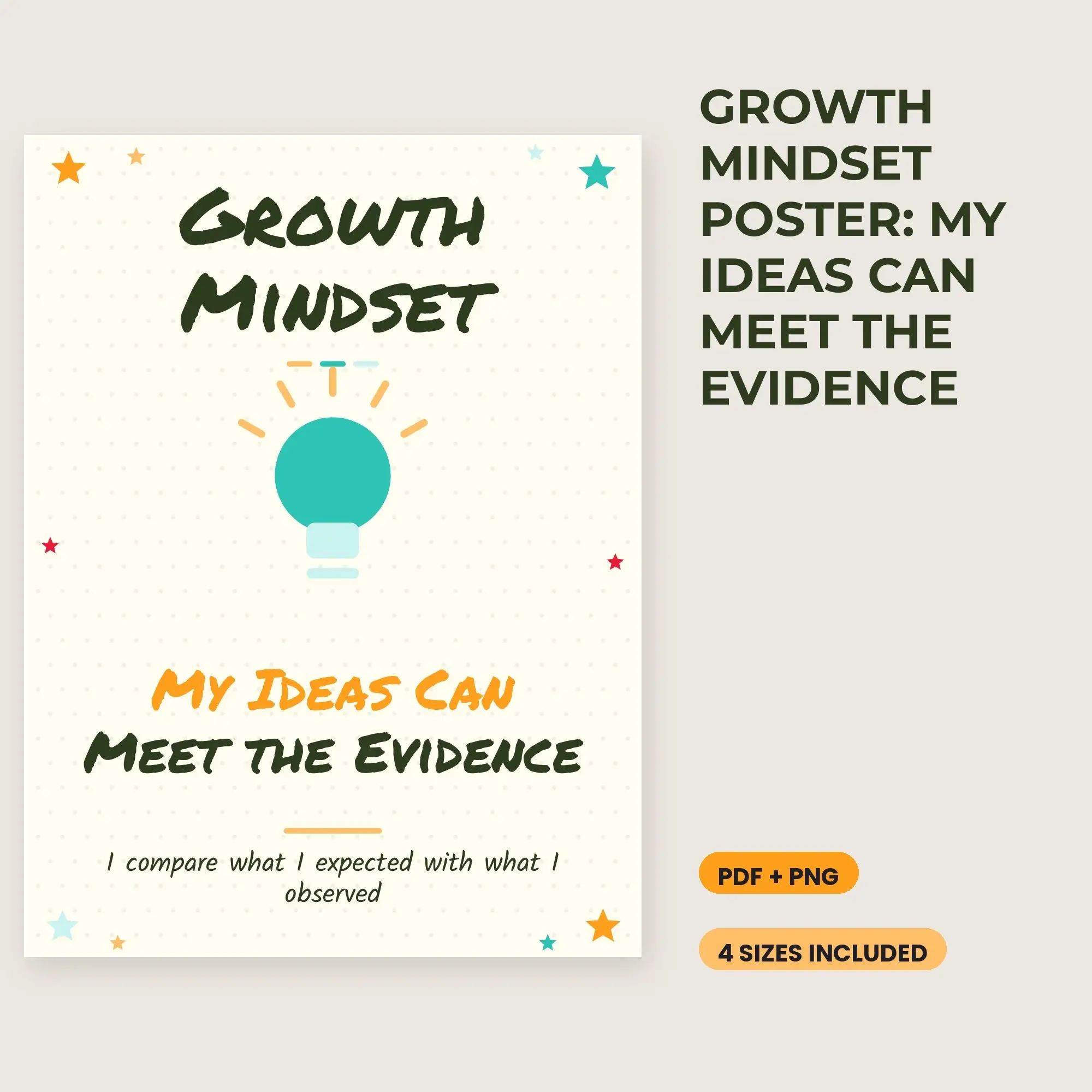 Growth Mindset Poster: My Ideas Can Meet the Evidence - Citrus Pop preview
