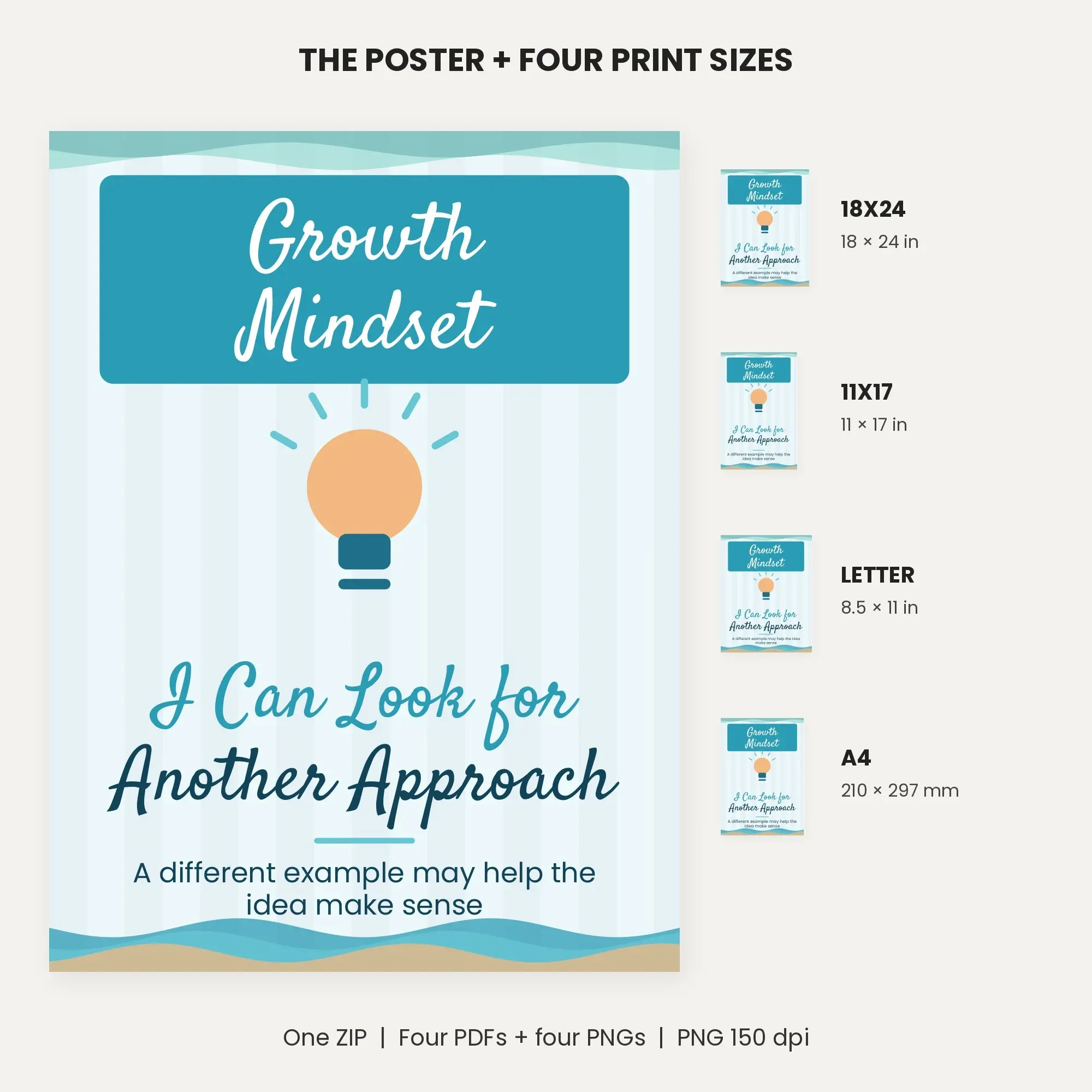 Growth Mindset Poster: I Can Look for Another Approach - Ocean Breeze, preview 2 of 2