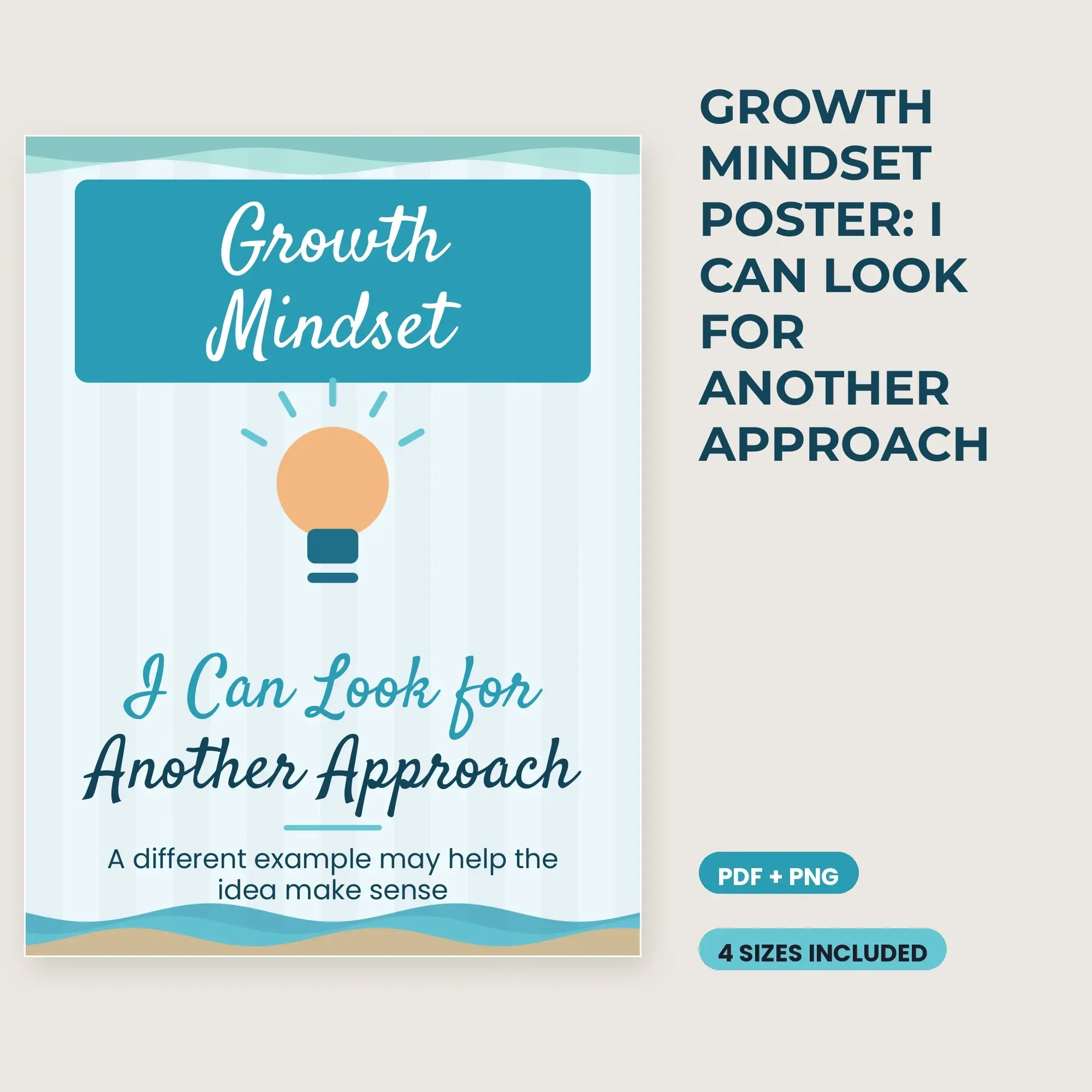 Growth Mindset Poster: I Can Look for Another Approach - Ocean Breeze preview