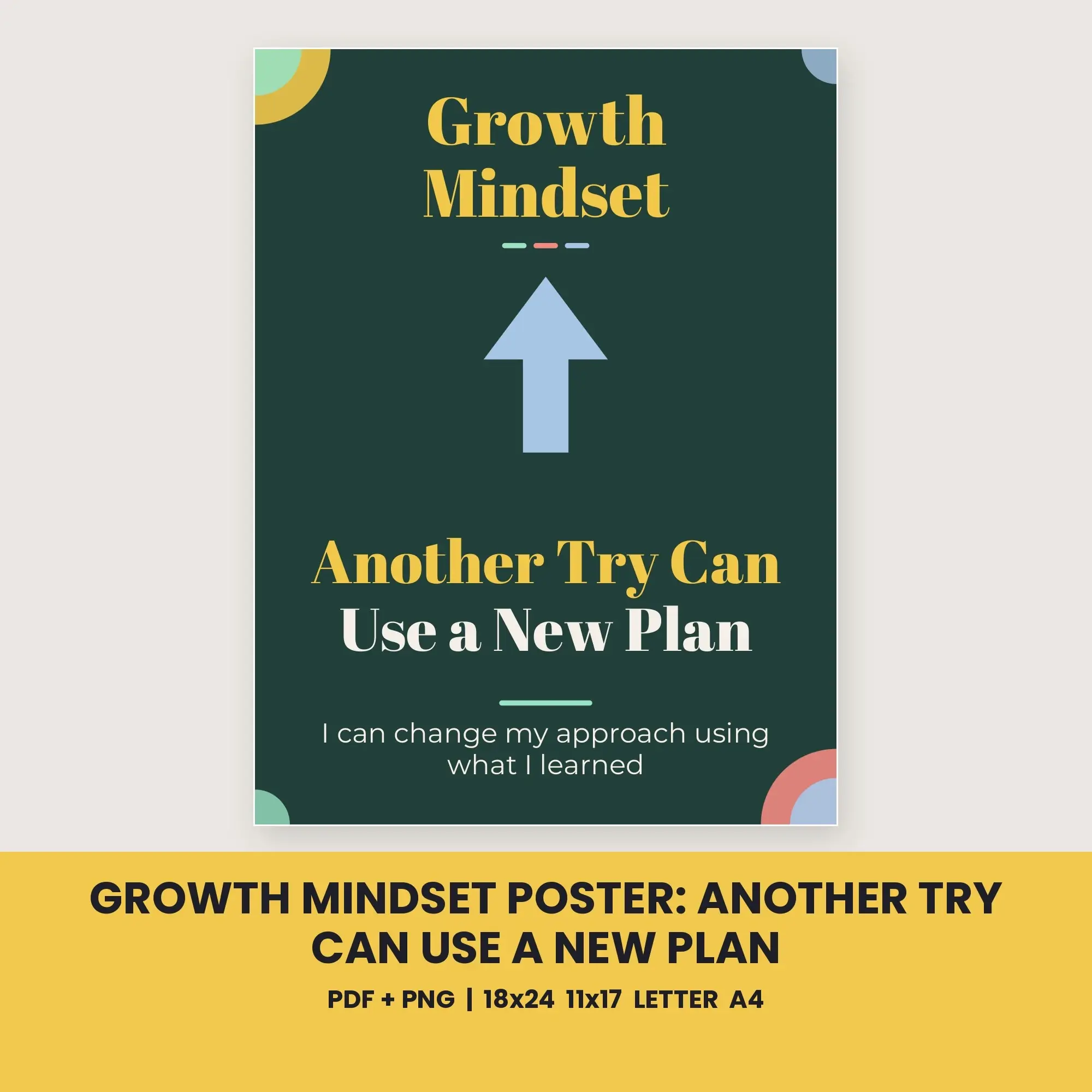 Growth Mindset Poster: Another Try Can Use a New Plan - Chalkboard Green preview
