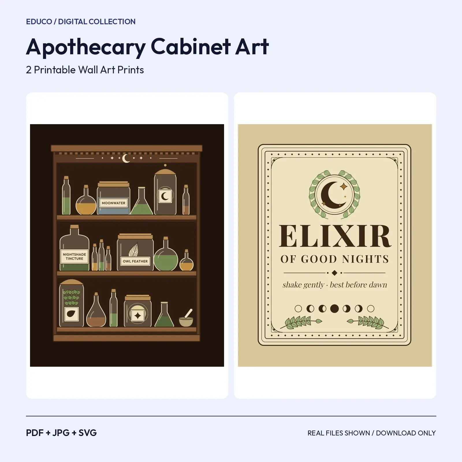 Apothecary Cabinet Art – 2 Vintage Potion Label Printable Prints preview