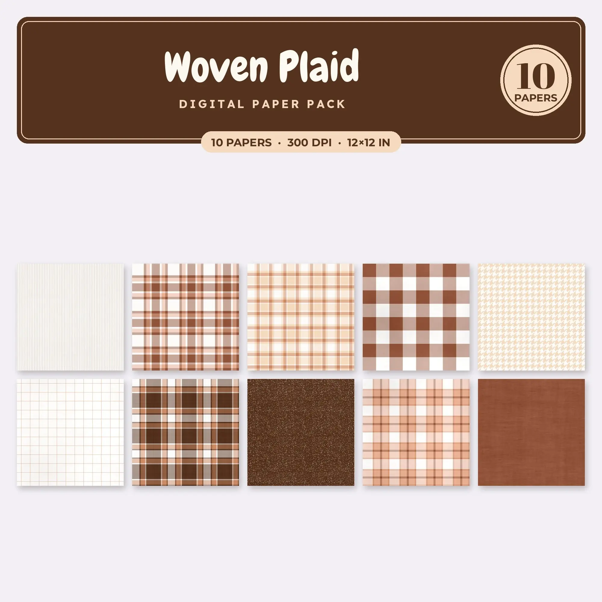Peach Woven Plaid Seamless Digital Paper Pack, 10 Papers 12x12 preview