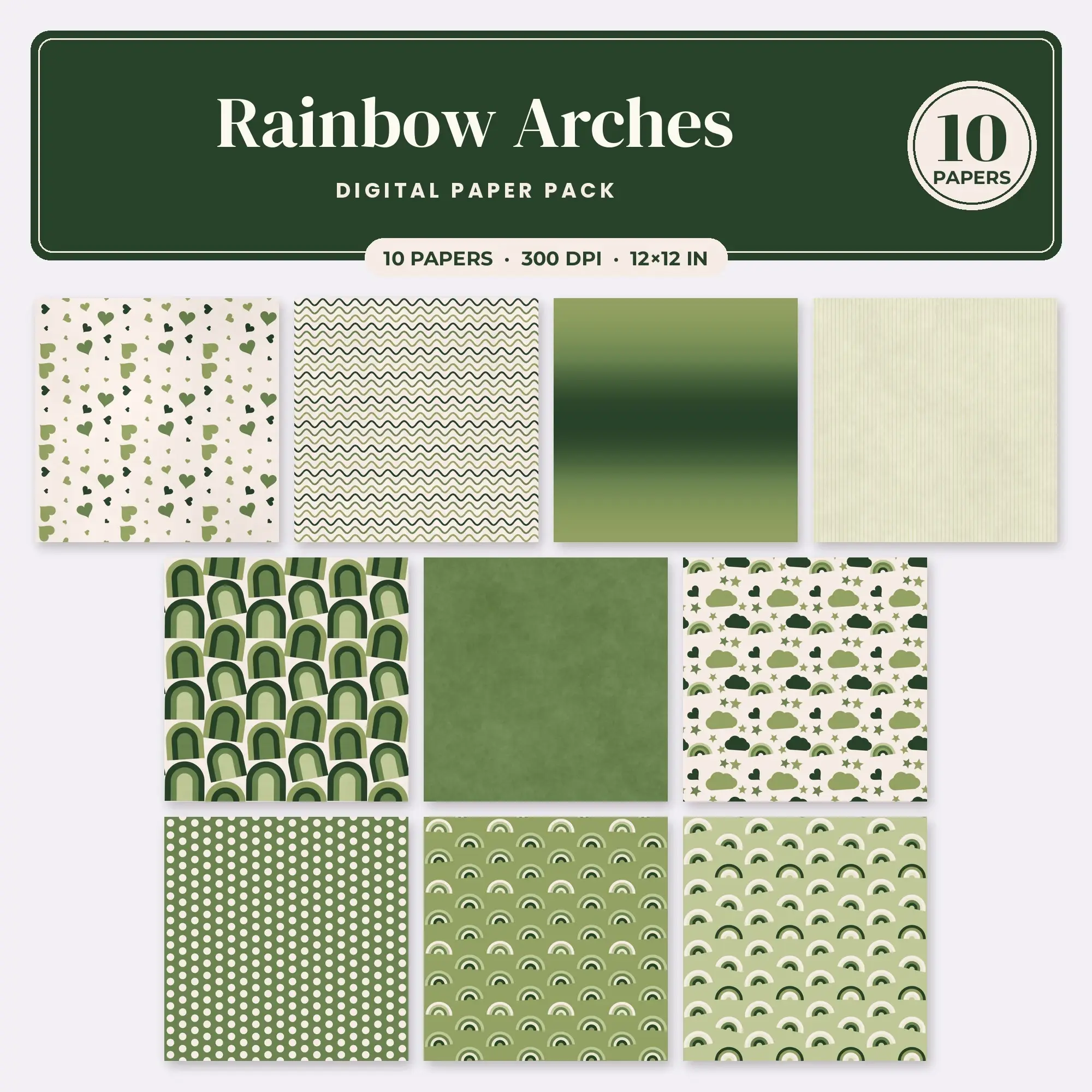 10 Lichen Rainbow Arches Seamless Patterns – Digital Paper preview