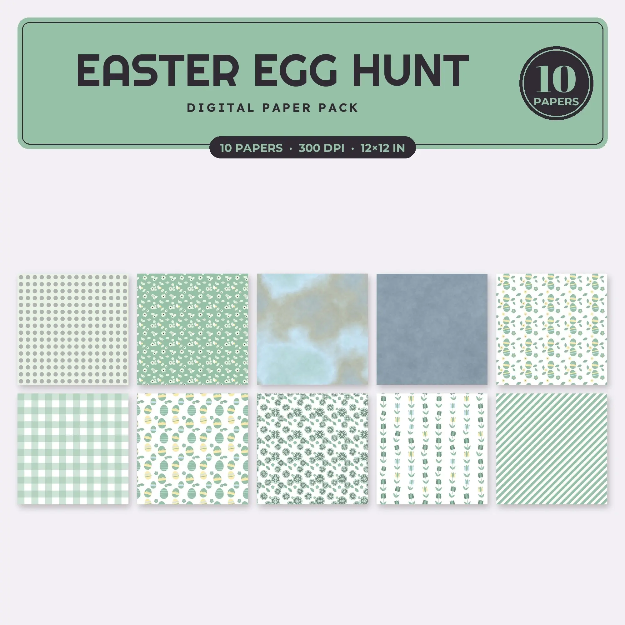 Baby Blue Easter Egg Hunt Seamless Digital Paper Pack, 10 Papers 12x12 preview