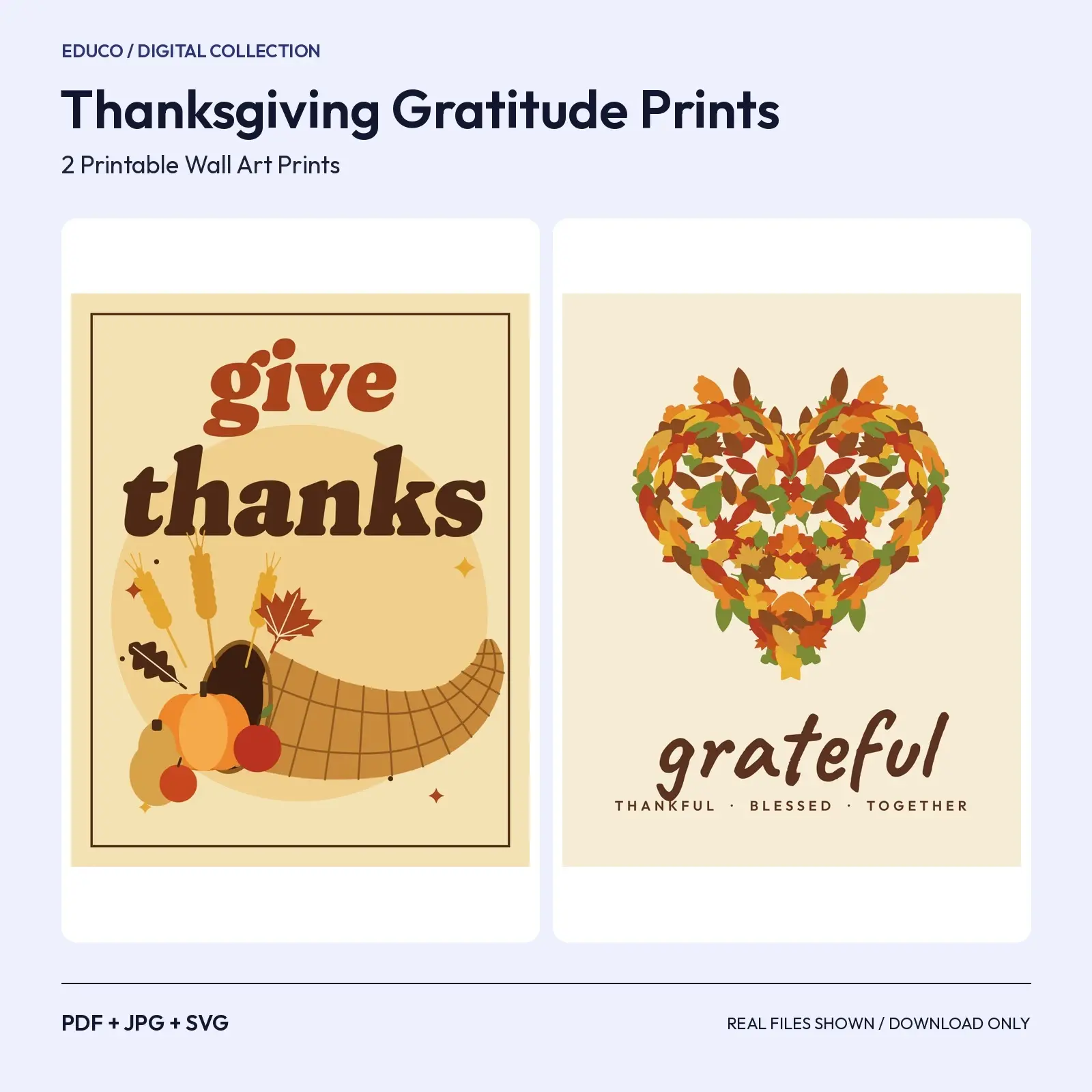 Thanksgiving Gratitude Prints – 2 Printable Harvest Table Wall Art preview