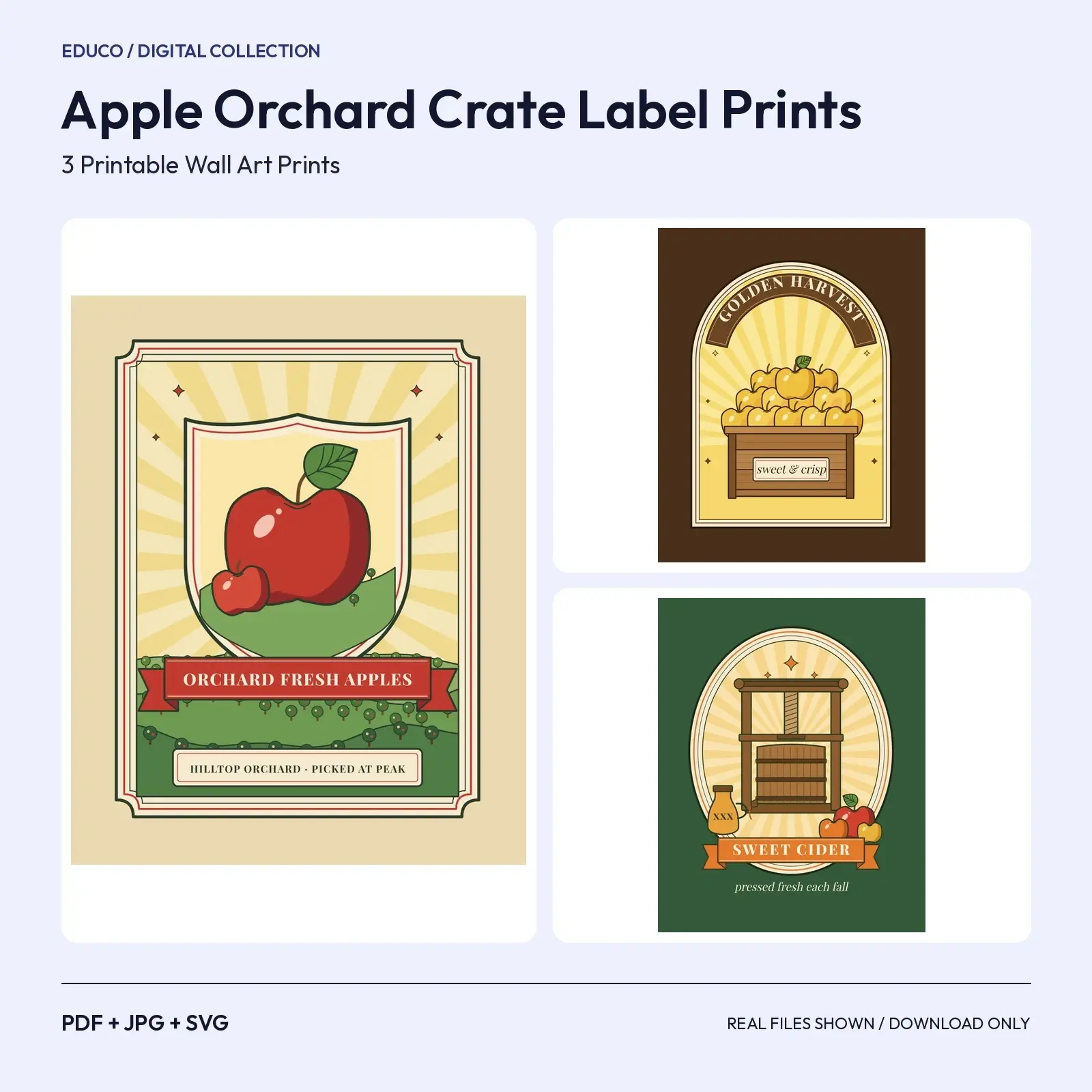 Apple Orchard Crate Label Prints – 3 Vintage Printable Fall Art preview