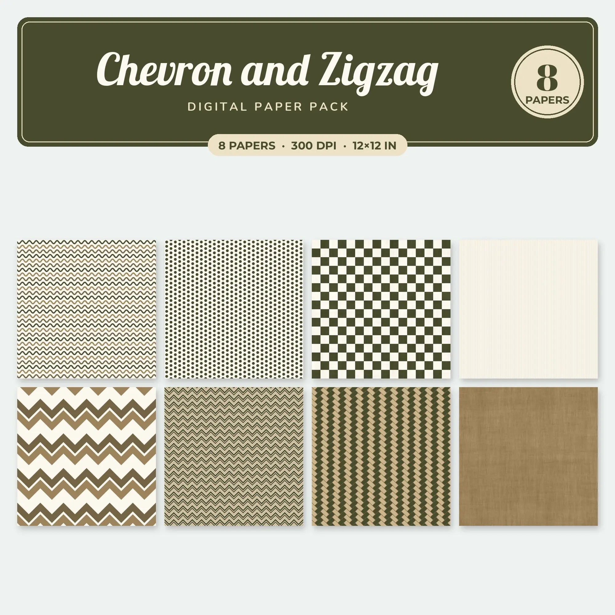 Camel Chevron and Zigzag Seamless Digital Paper Pack, 8 Papers 12x12 preview