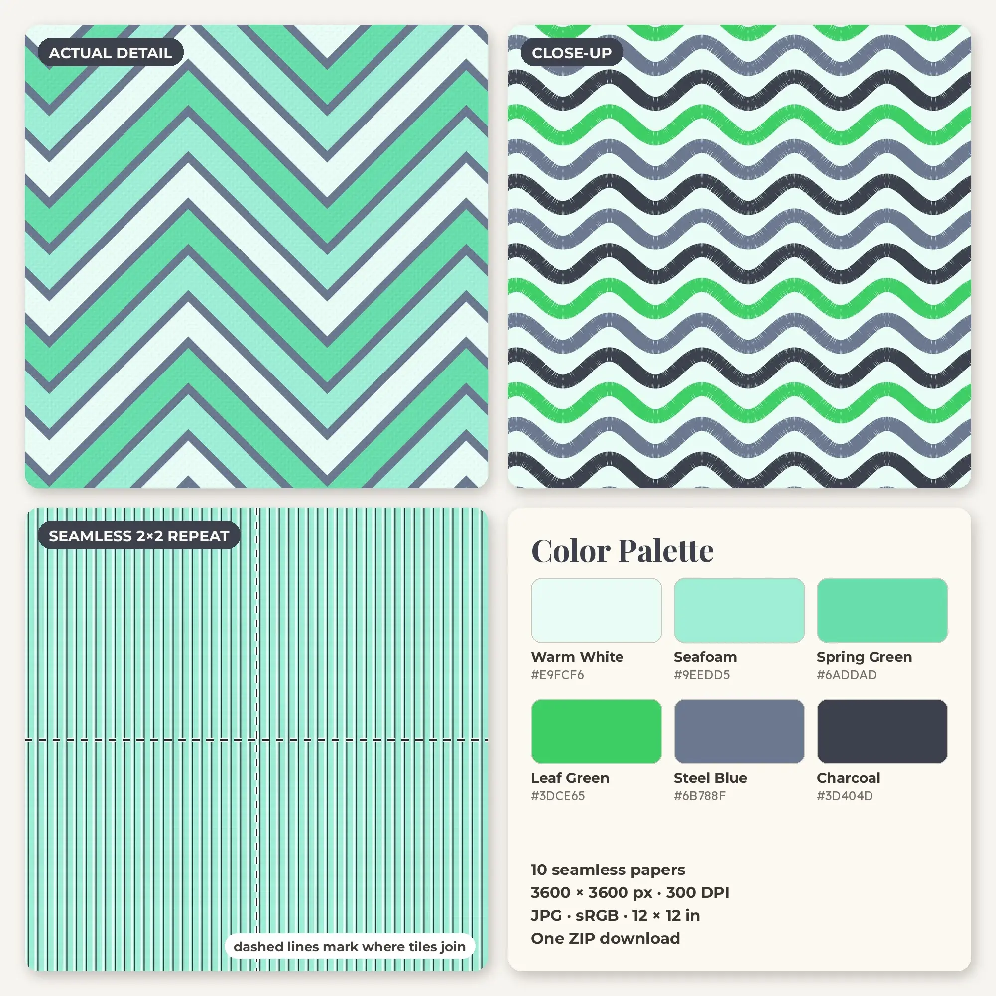 Leaf Green & Spring Green Ombre Blend Seamless Digital Paper – 10 Papers, 12x12 JPG, preview 2 of 2