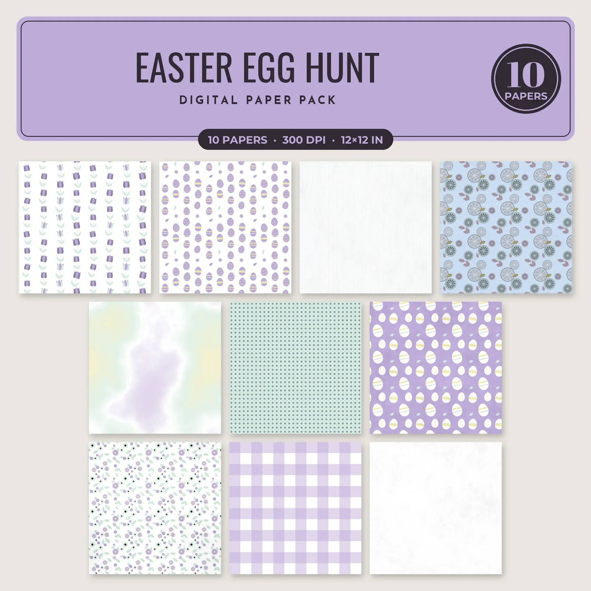 Baby Pink Easter Egg Hunt Seamless Digital Paper Pack, 10 Papers 12x12 preview