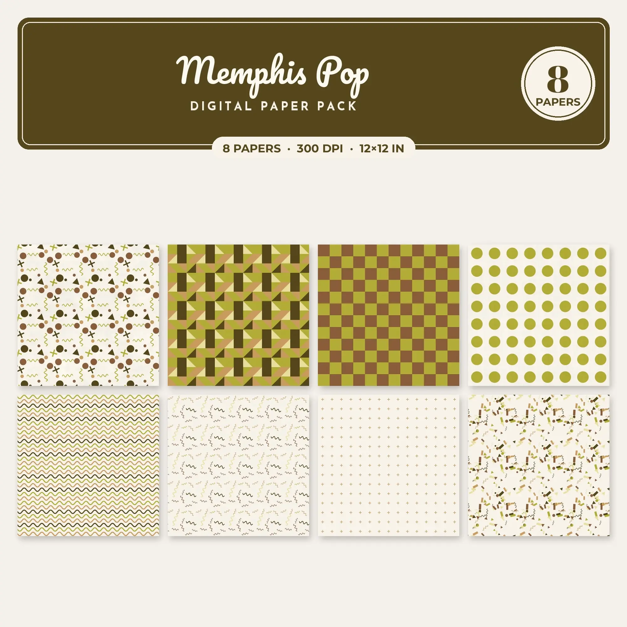 8 Camel Memphis Pop Seamless Patterns – Digital Paper preview