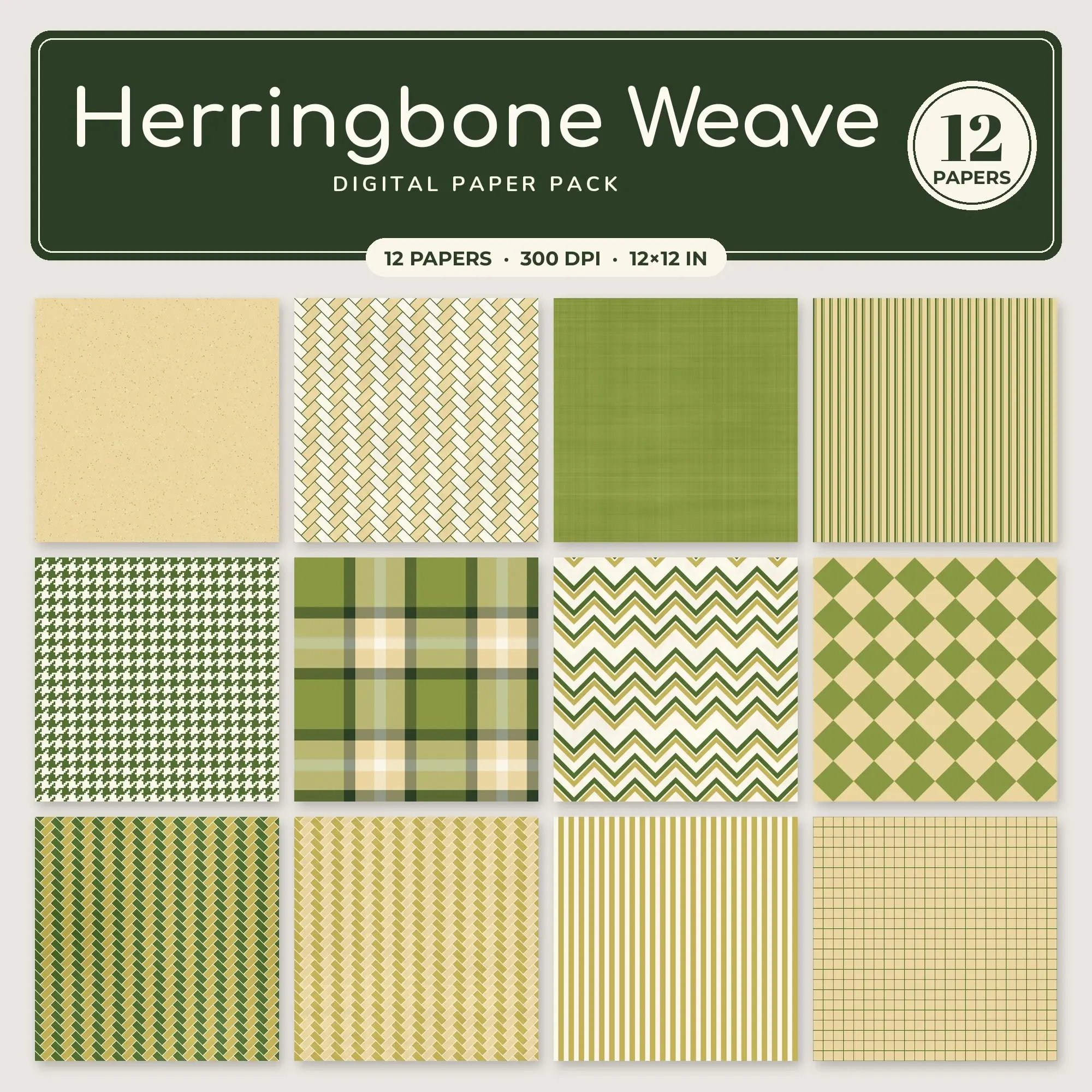 Gold Herringbone Weave Seamless Digital Paper Pack, 12 Papers 12x12 preview