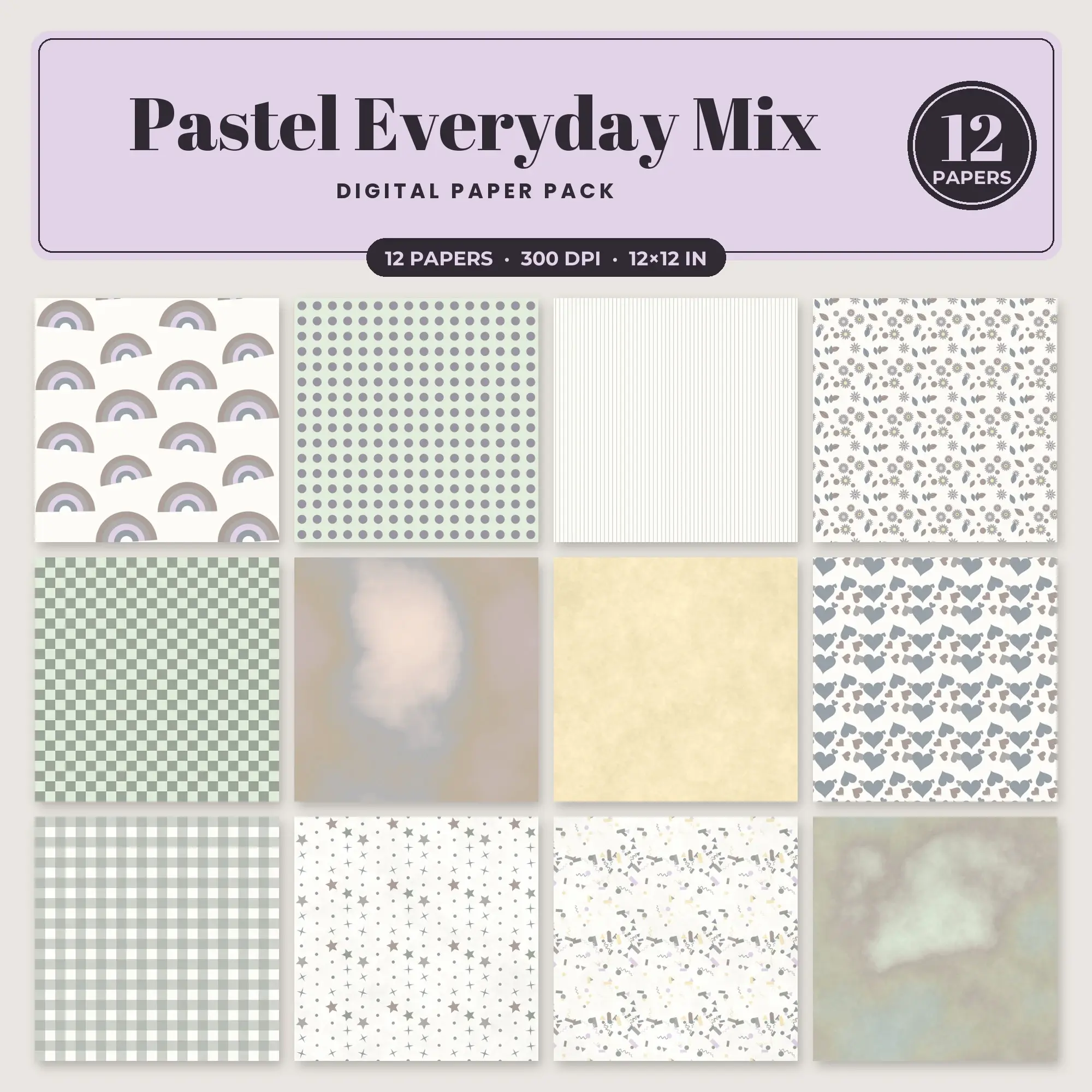 12 Baby Pink Pastel Everyday Mix Seamless Patterns – Digital Paper preview