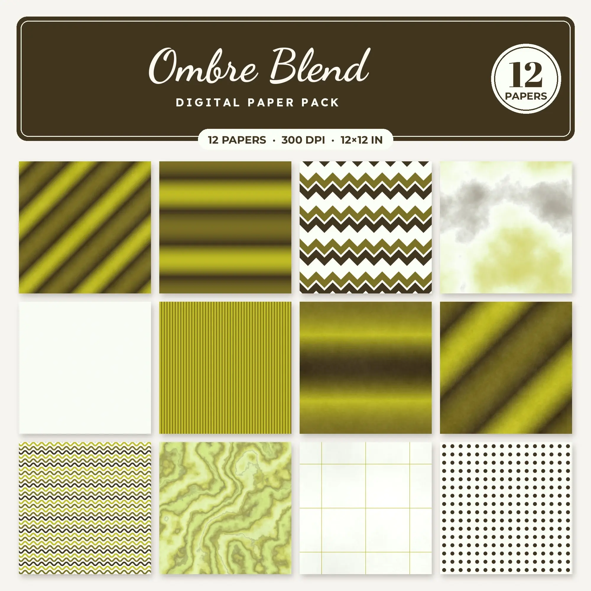 12 Lemon Ombre Blend Seamless Patterns – Digital Paper preview