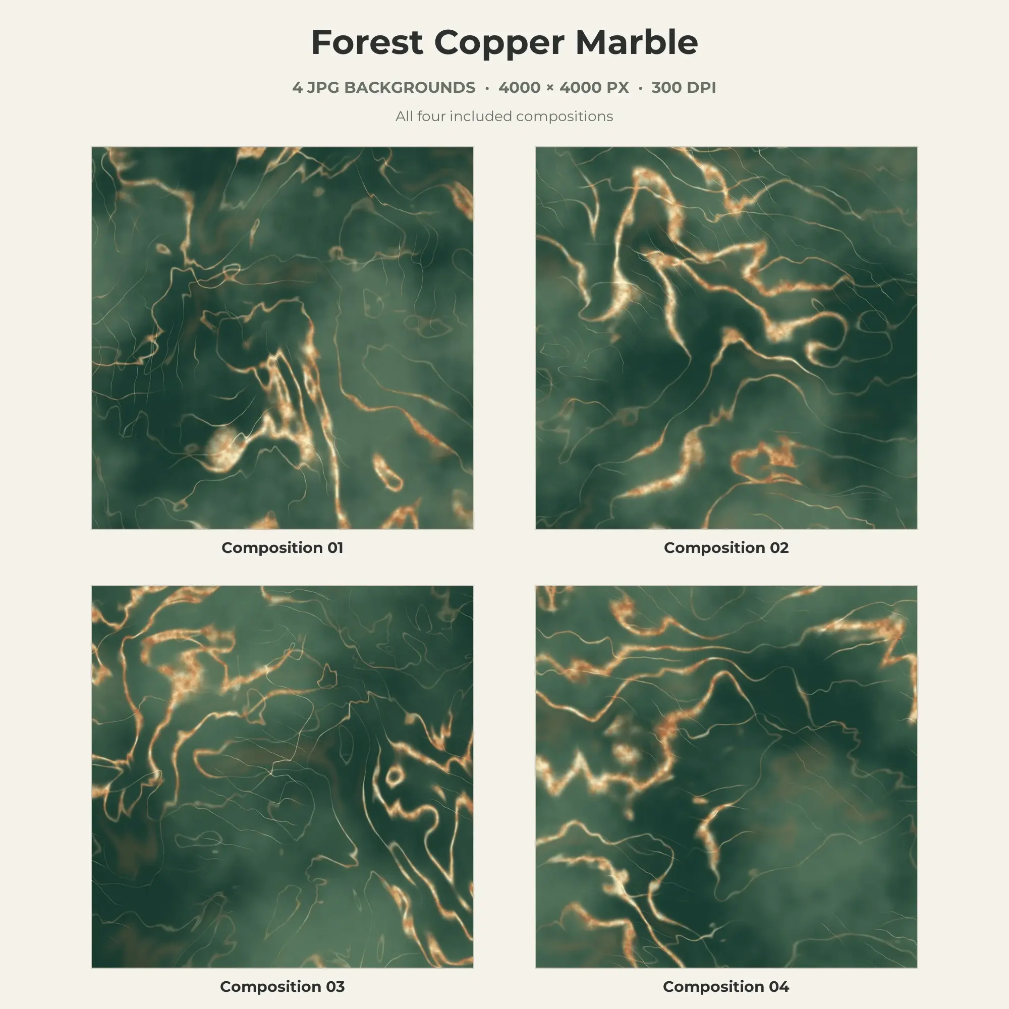 Forest Copper Marble Texture Pack - 4 JPG preview