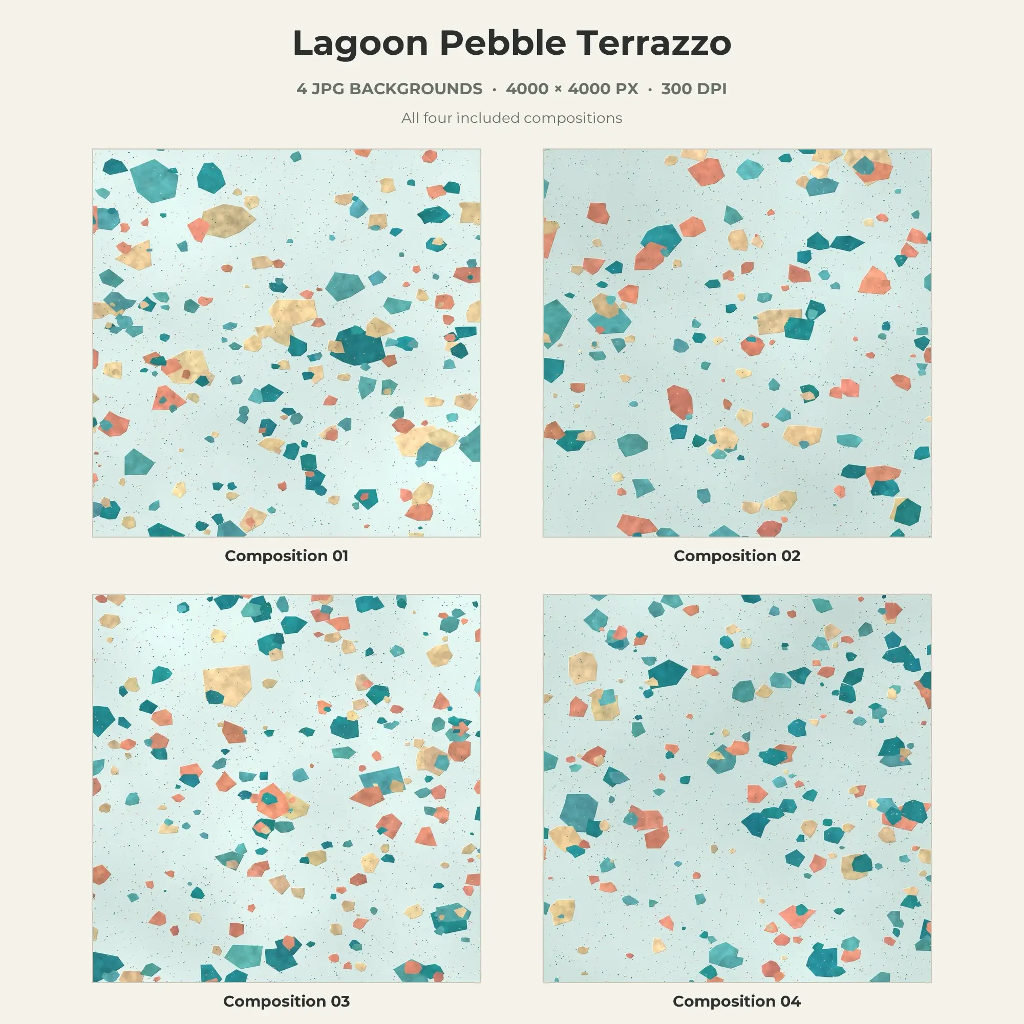 Lagoon Pebble Terrazzo Texture Pack - 4 JPG preview