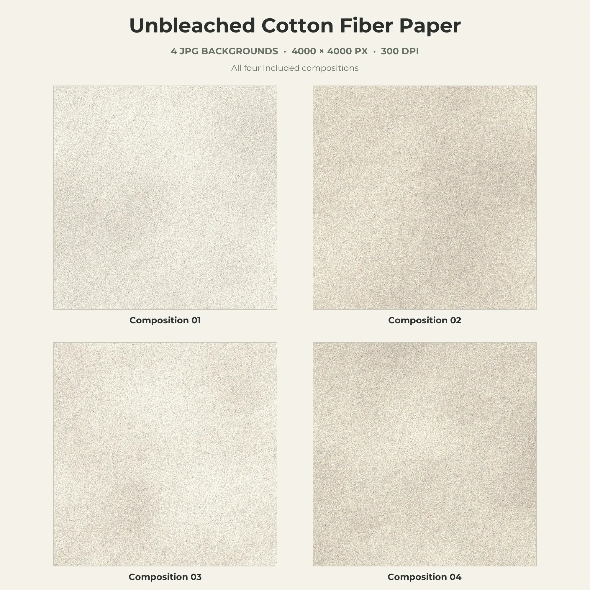 Unbleached Cotton Fiber Paper Texture Pack - 4 JPG preview