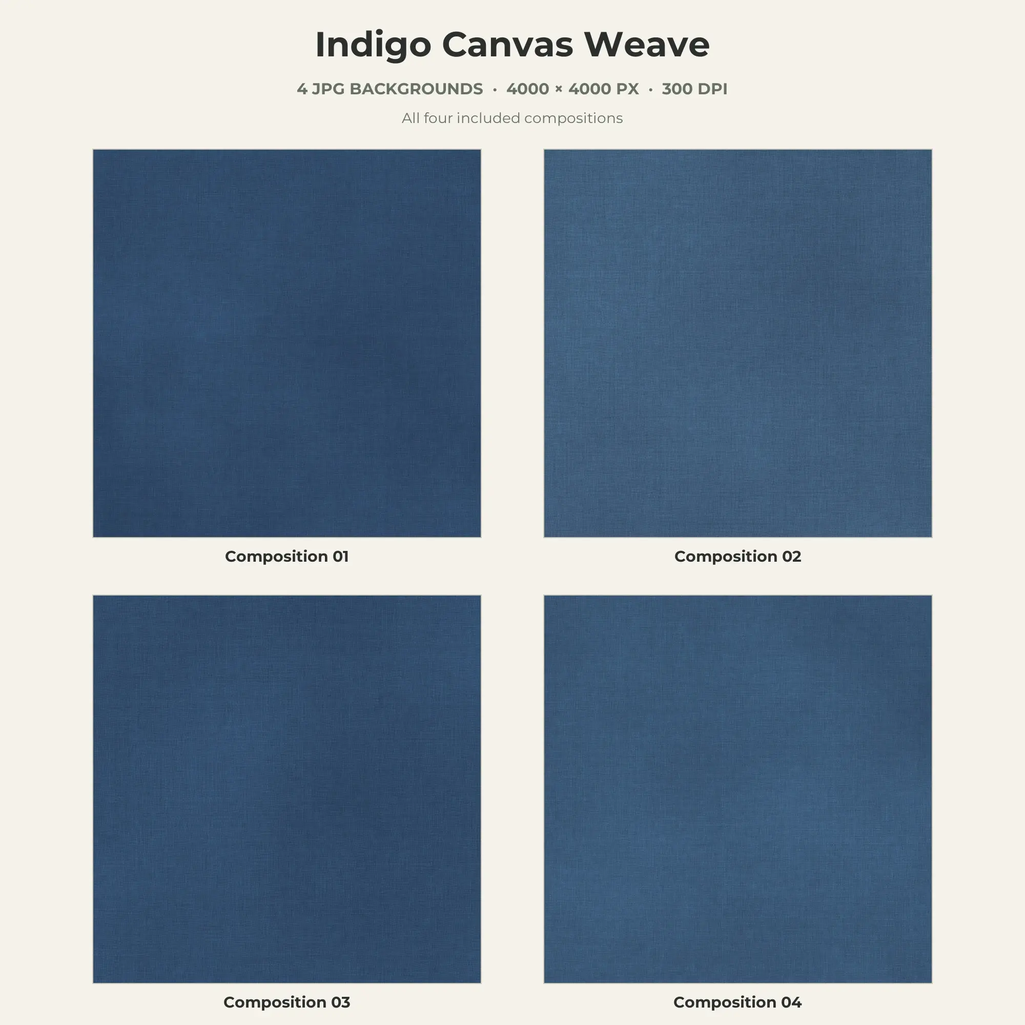 Indigo Canvas Weave Texture Pack - 4 JPG preview