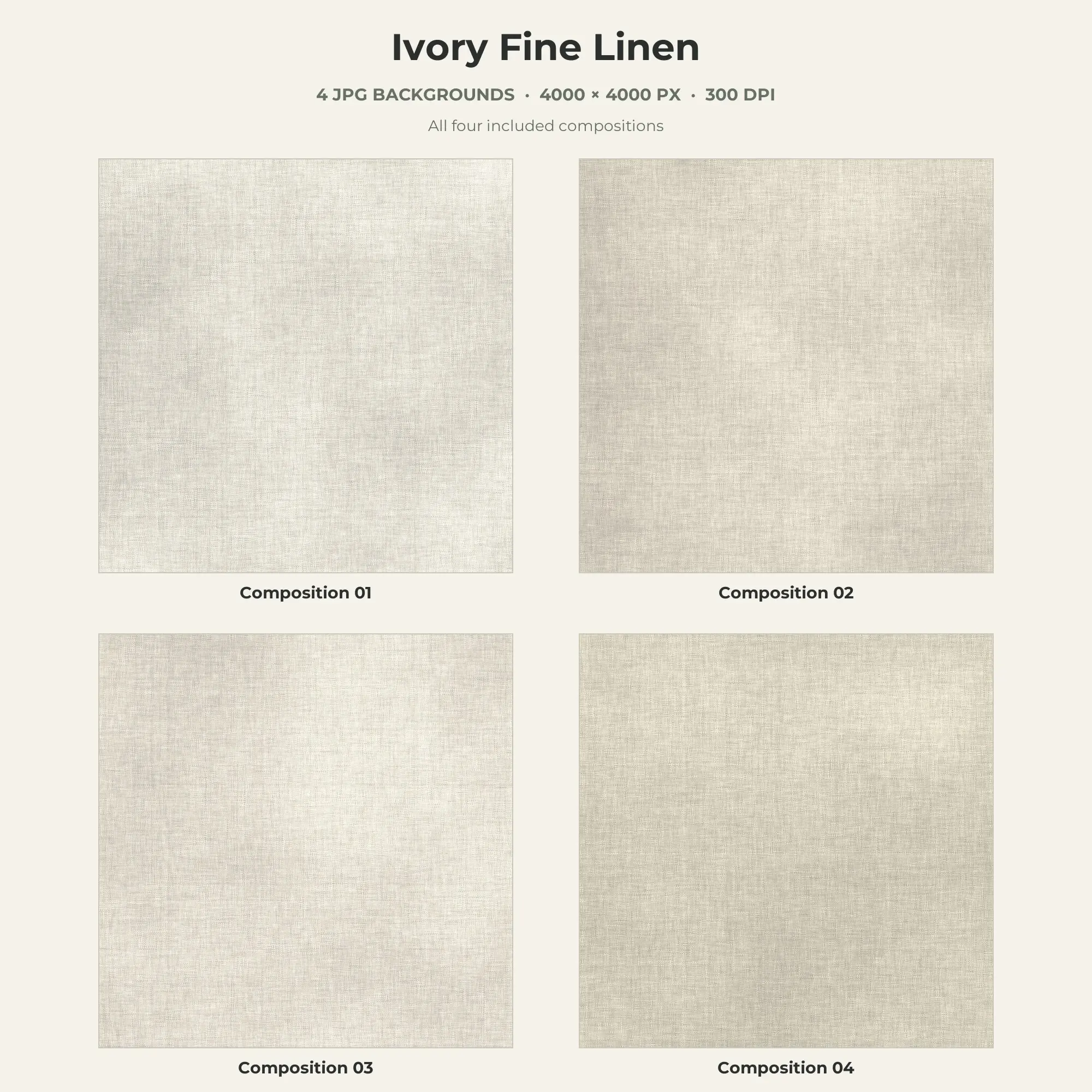Ivory Fine Linen Texture Pack - 4 JPG preview