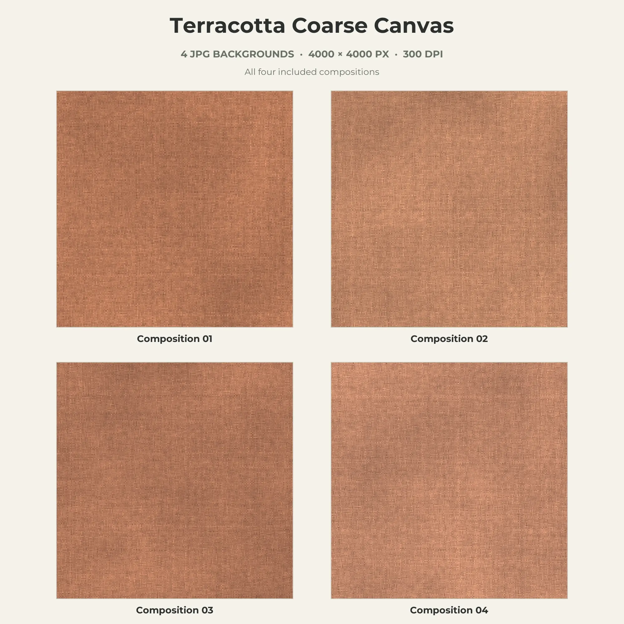 Terracotta Coarse Canvas Texture Pack - 4 JPG preview