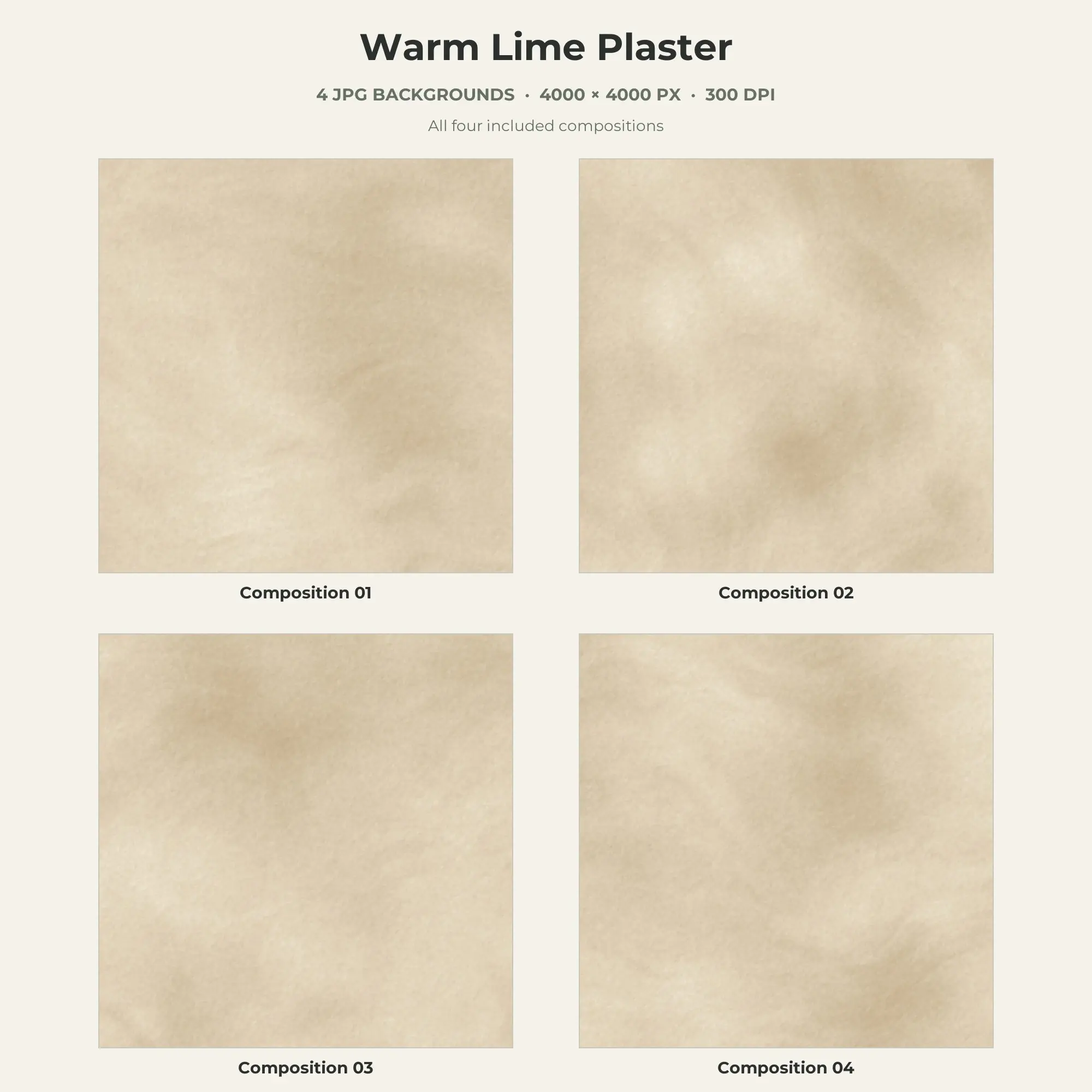 Warm Lime Plaster Texture Pack - 4 JPG preview