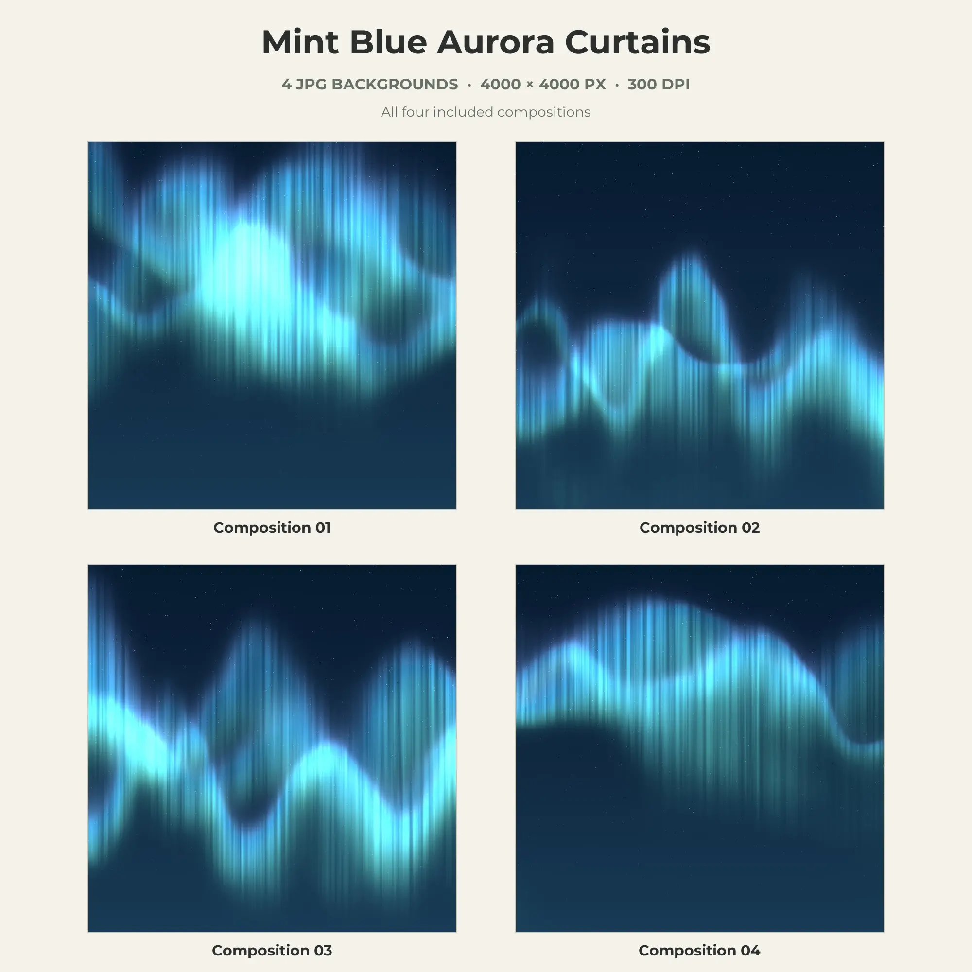 Mint Blue Aurora Curtains Texture Pack - 4 JPG preview