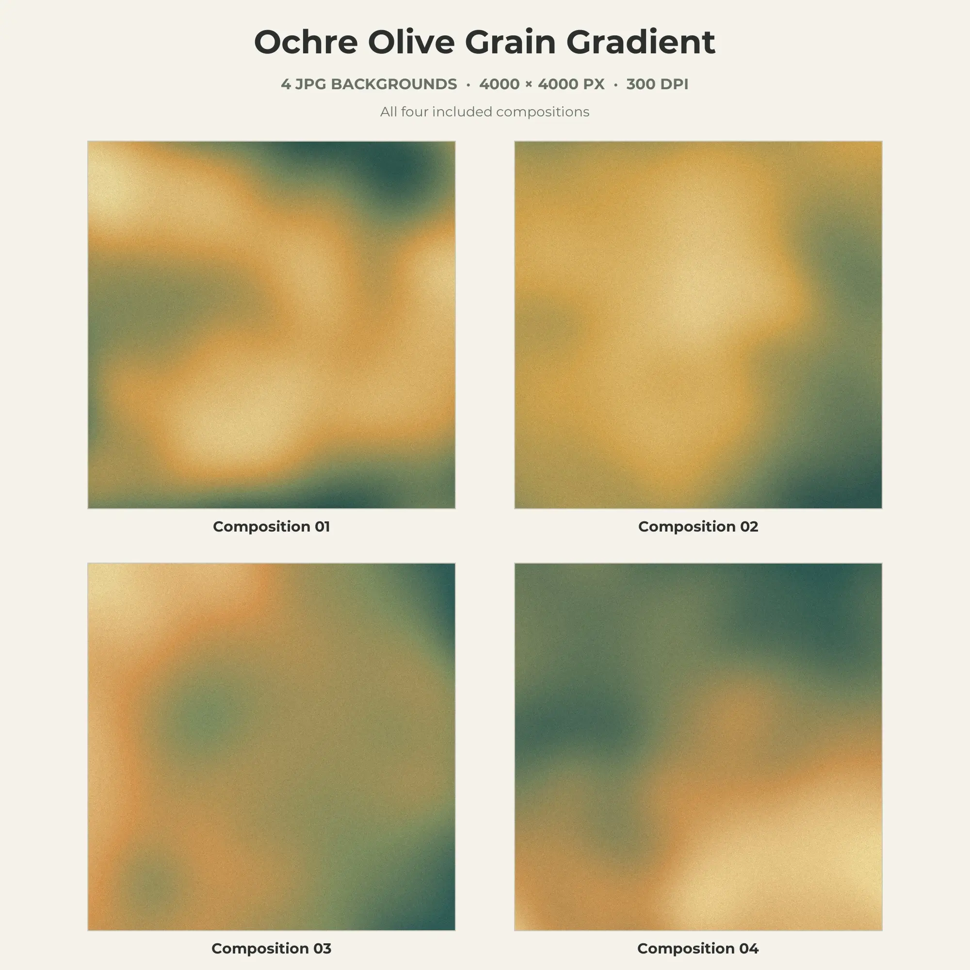 Ochre Olive Grain Gradient Texture Pack - 4 JPG preview