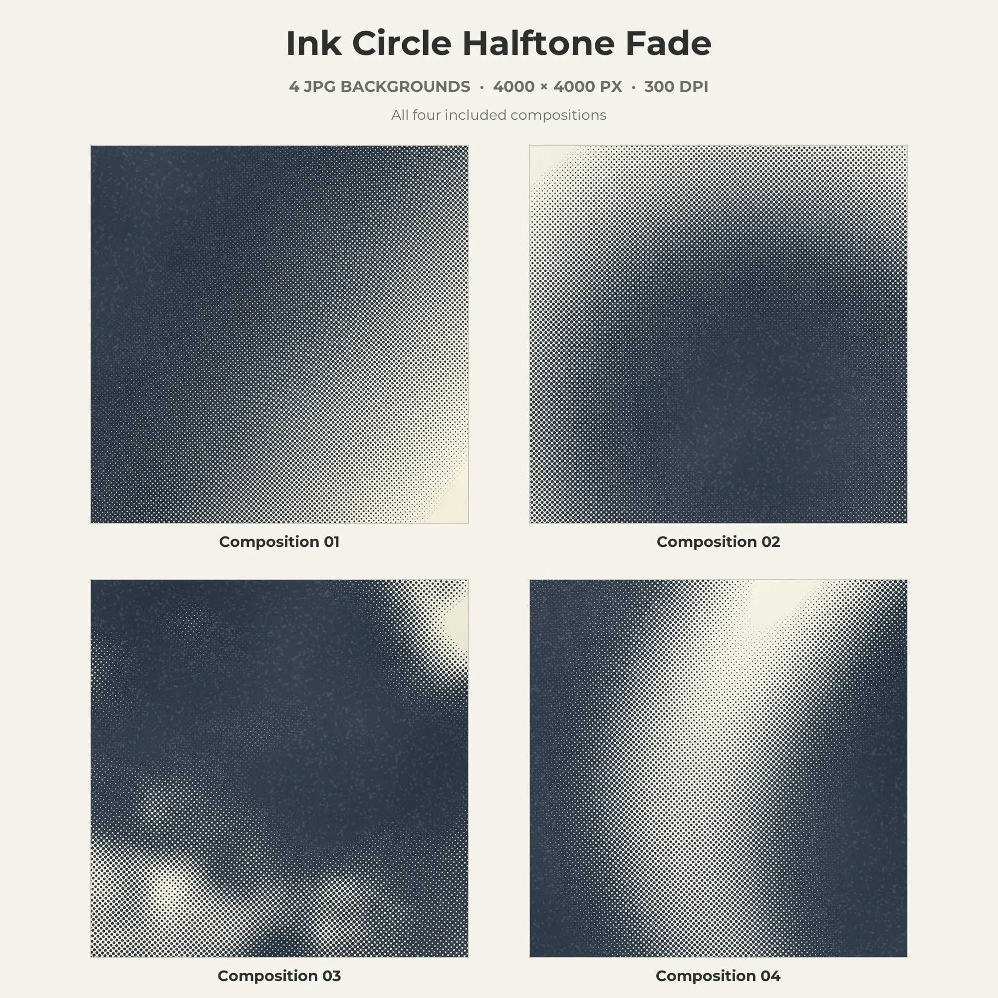Ink Circle Halftone Fade Texture Pack - 4 JPG preview